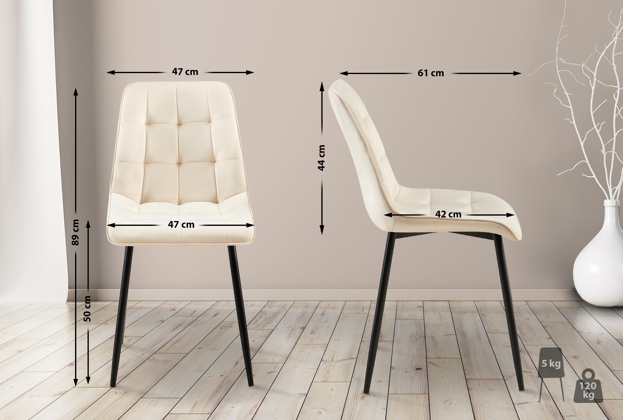 Chaise de salle à manger Gifford revêtement velours