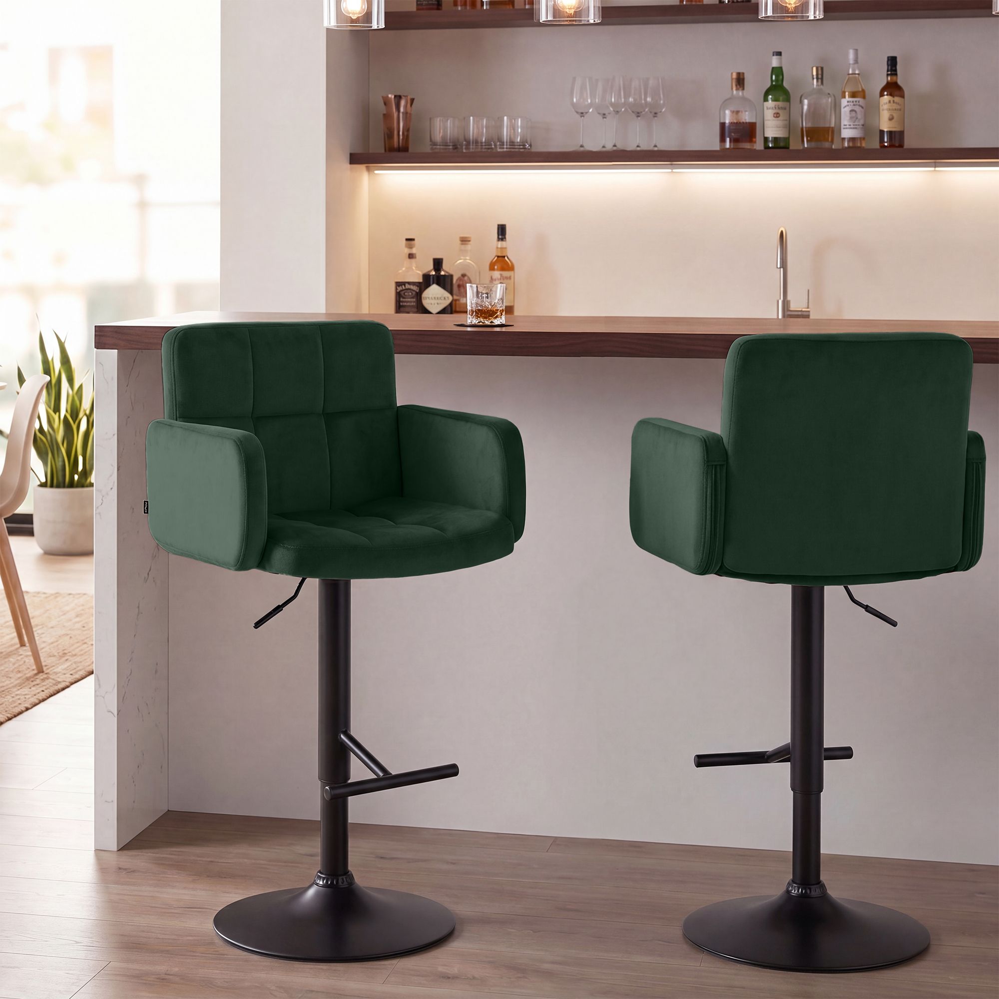 Lot de 2 tabourets de bar Los Angeles velours