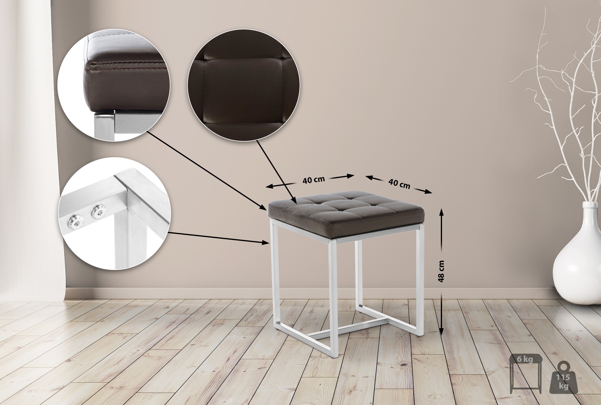 Tabouret cuisine Barci similicuir