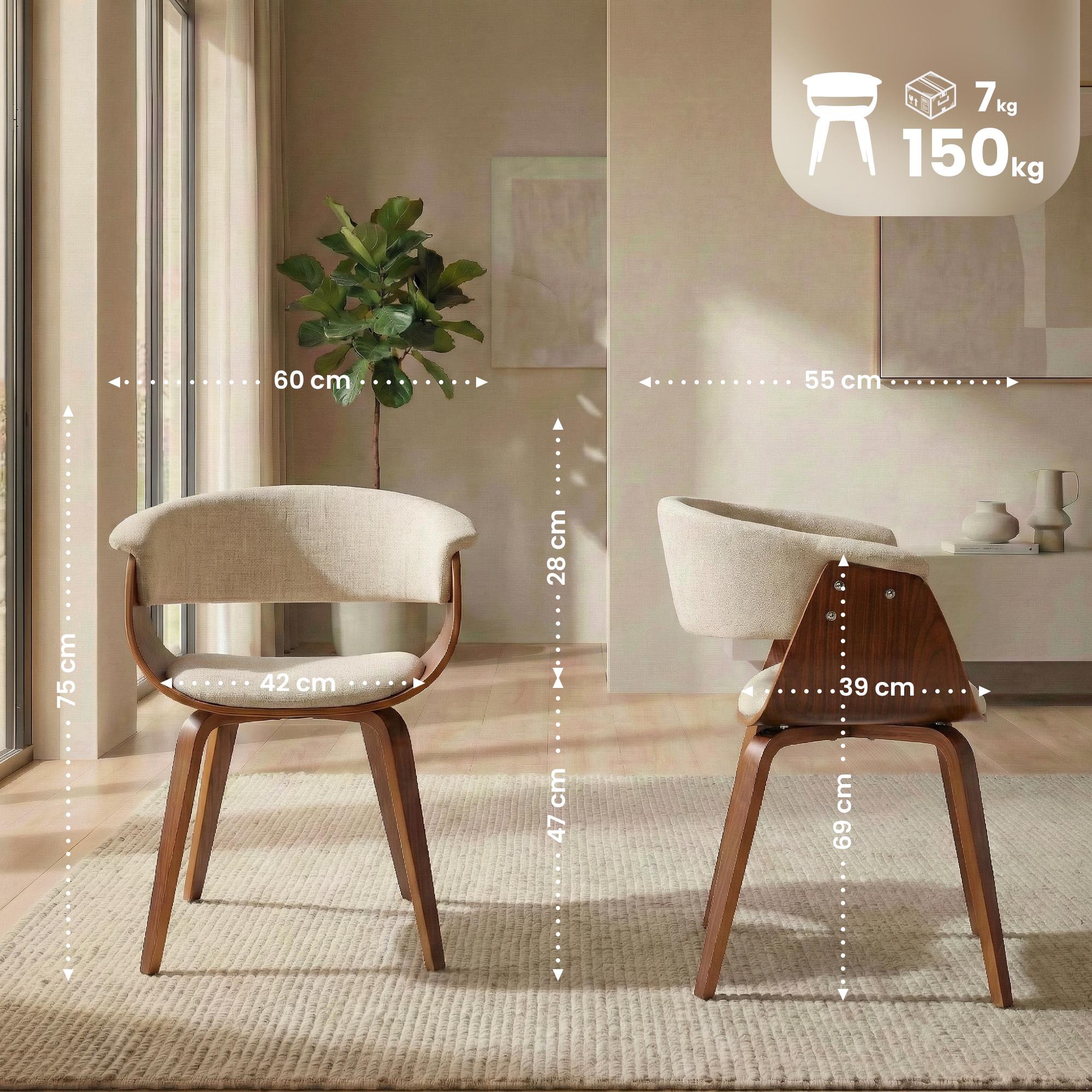 Lot de 2 chaises de salle a manger Bruce en tissu
