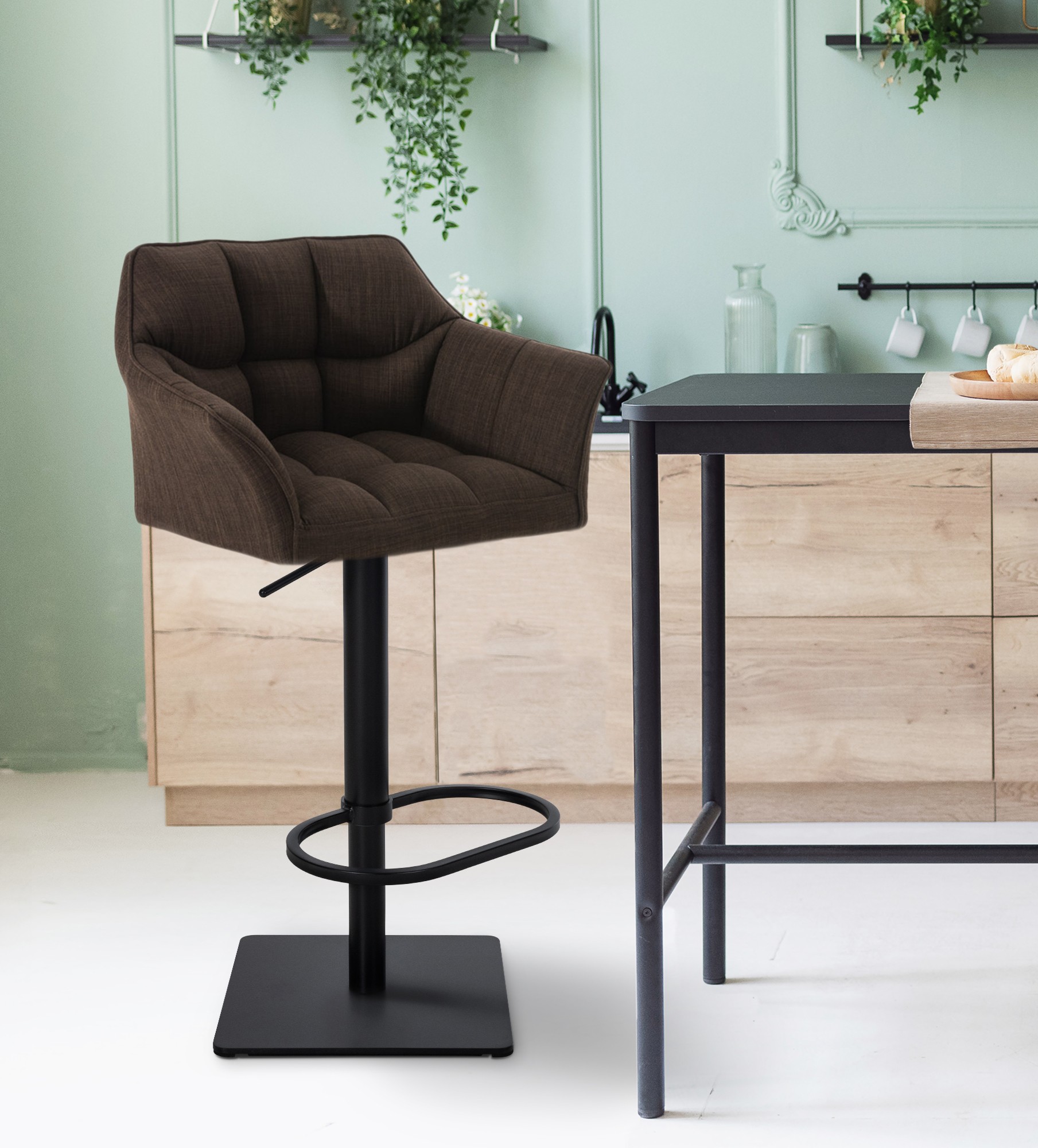 Lot de 2 tabourets de bar Damaso avec revetement en tissu