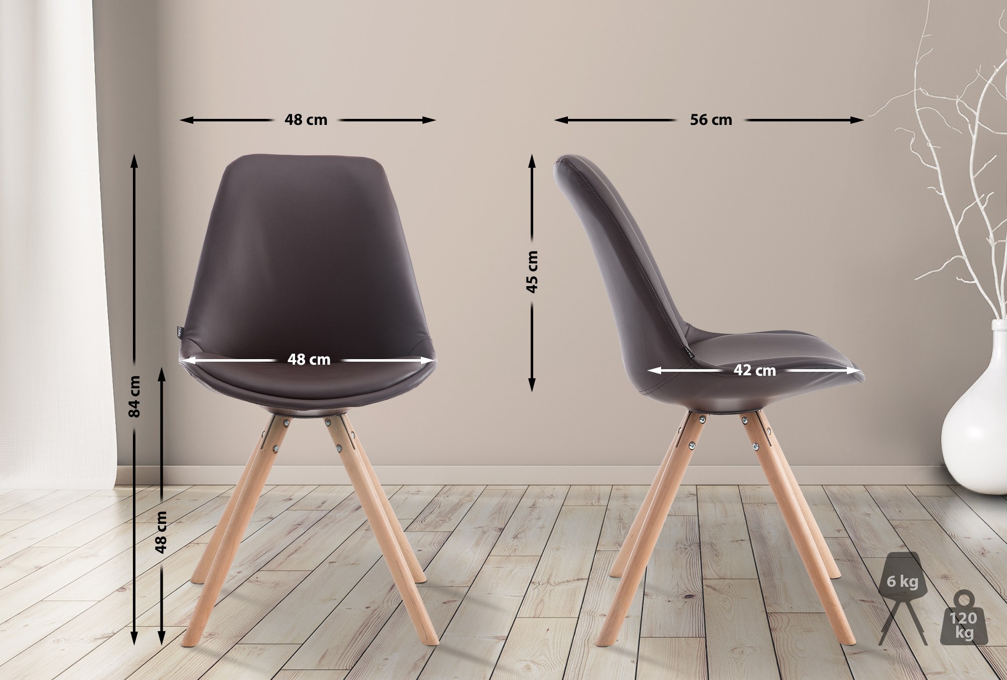 Chaise visiteur LAVAL similicuir pieds ronds