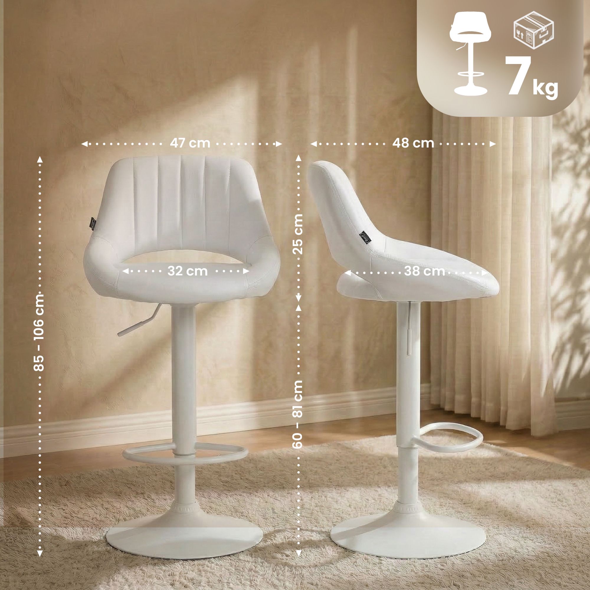 Lot de 2 tabourets de bar Milet en similicuir