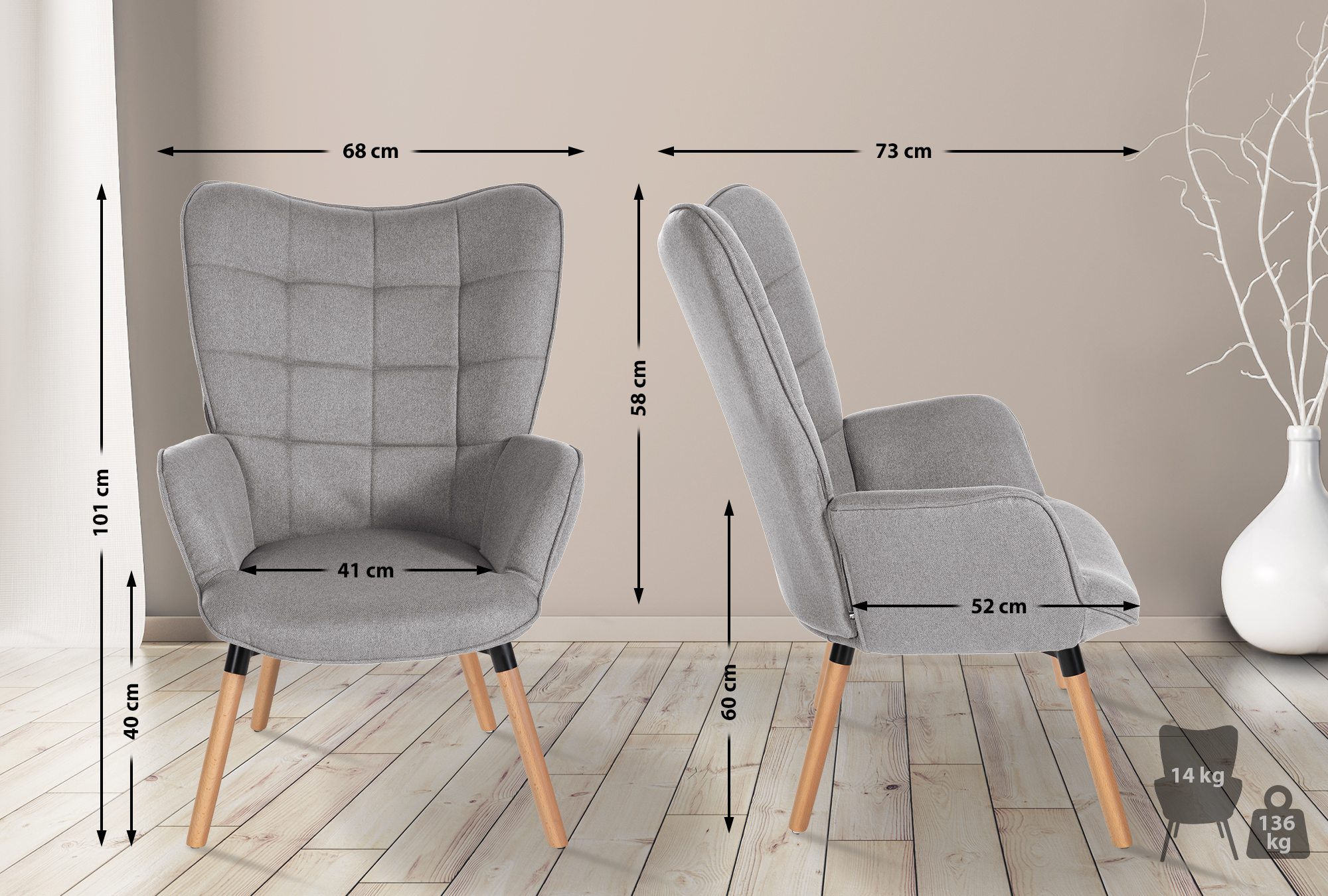 Fauteuil Garding Tissu