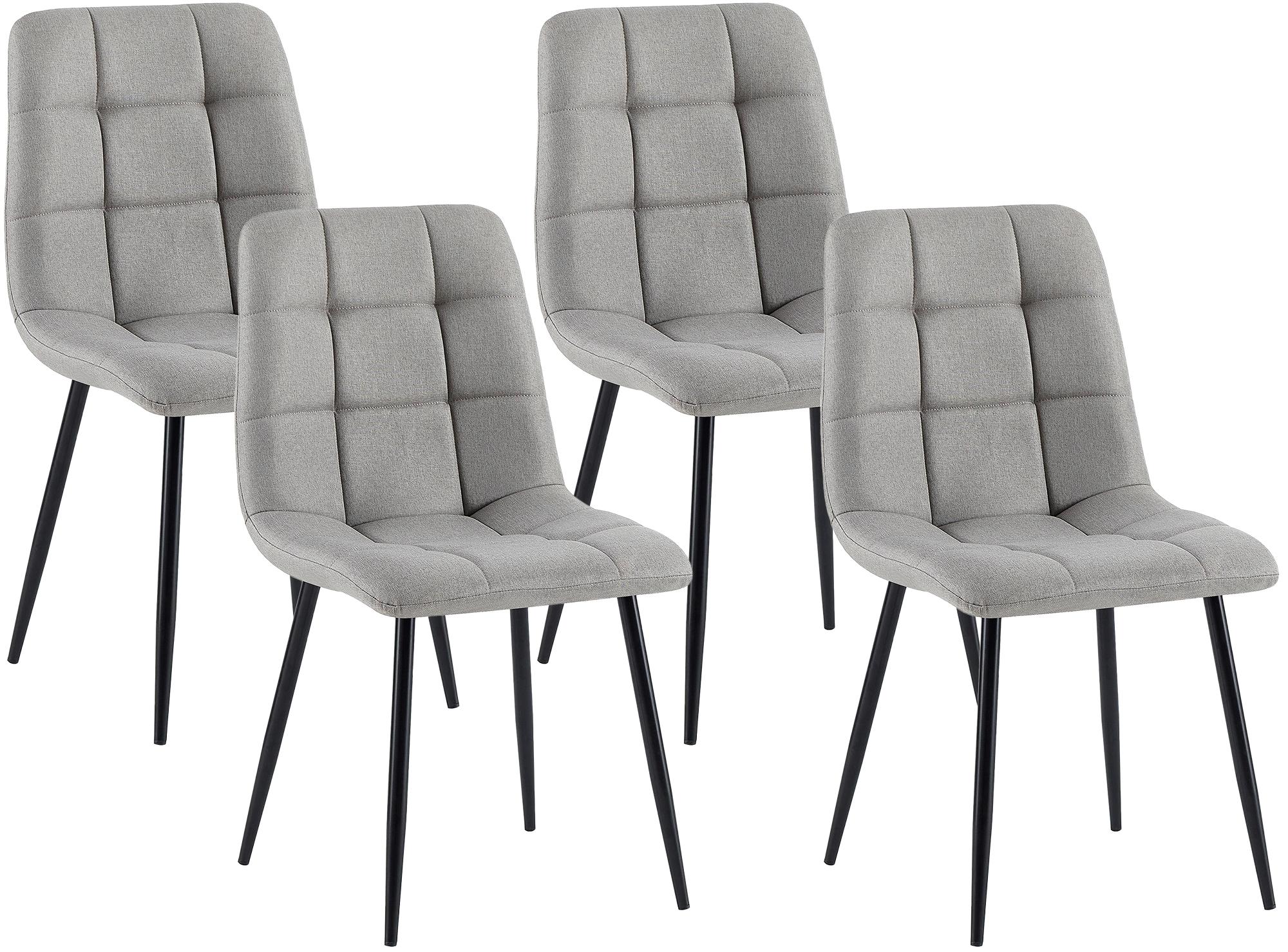 Lot de 4 chaises de salle a manger Antibes en tissu