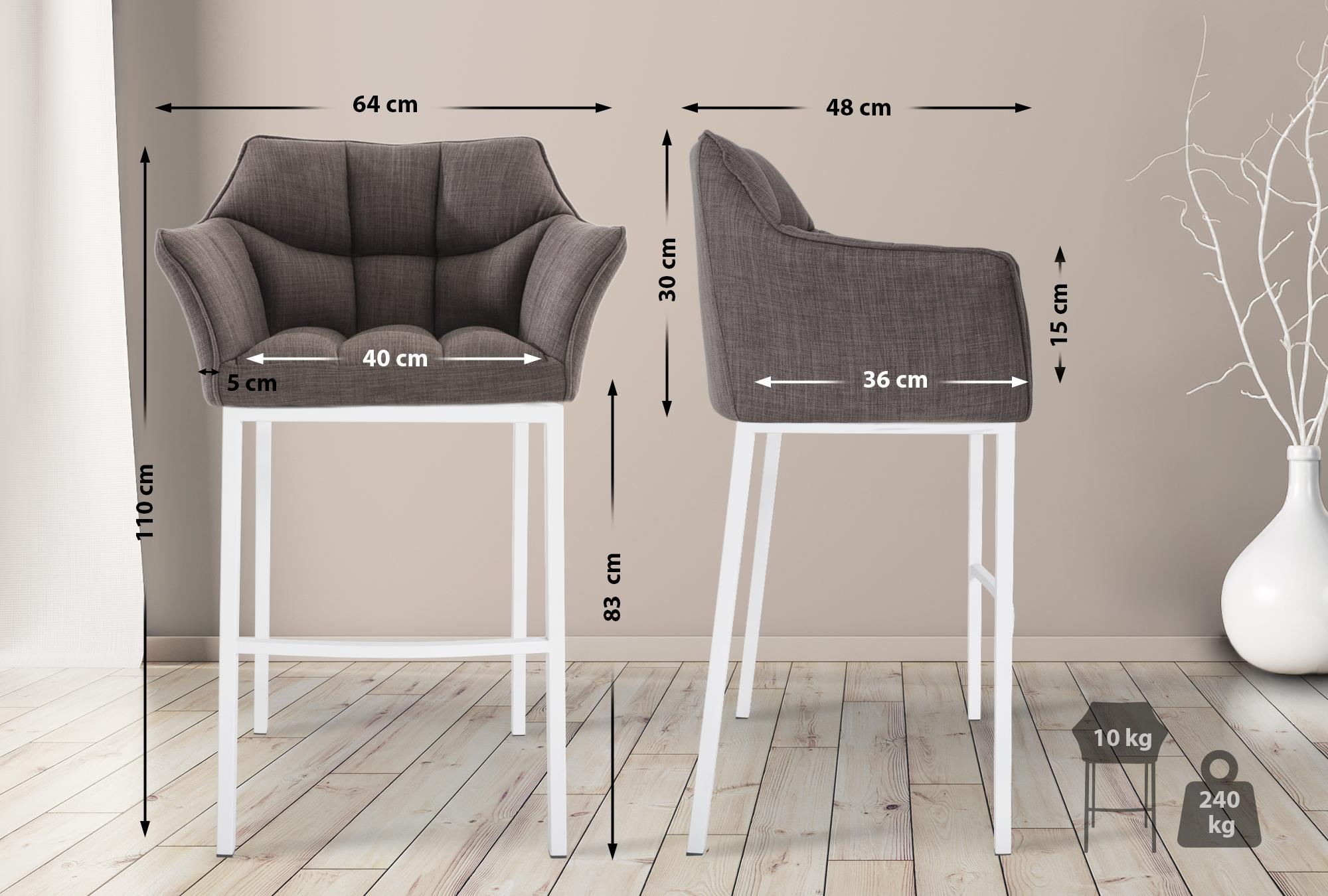 Tabouret de bar Damaso en tissu avec cadre à quatre pieds