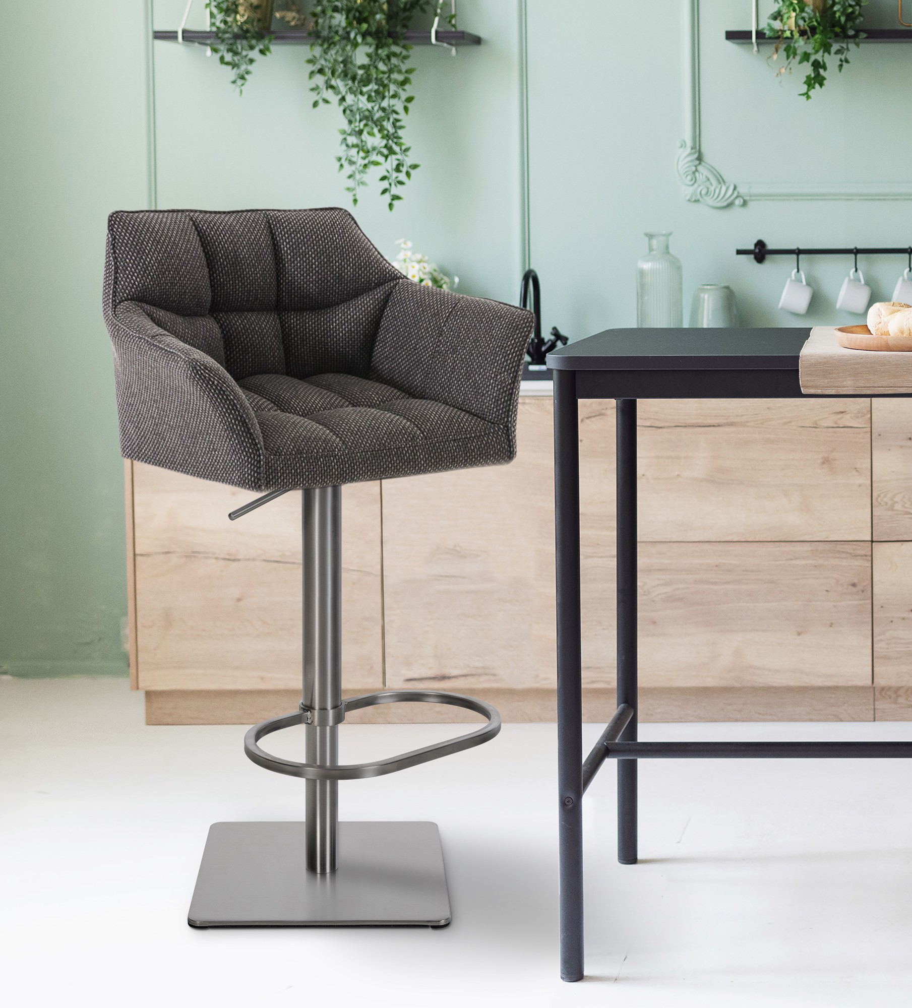 Tabouret de bar Damaso avec revetement en tissu