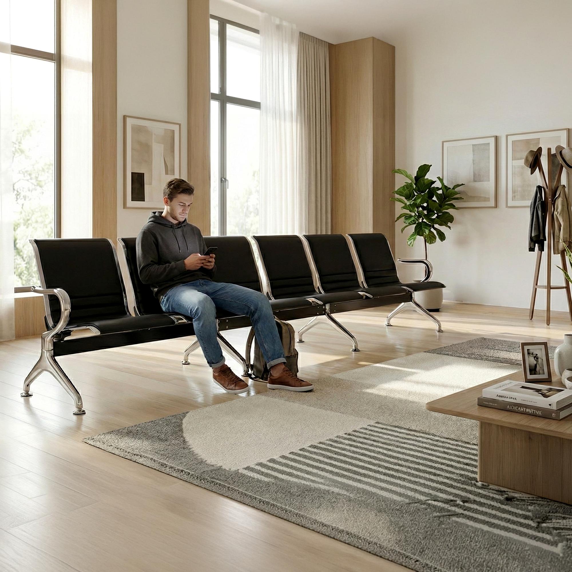 Banc d'attente Frankfurt - design moderne, assise confortable, montage facile, ideal pour halls et espaces publics