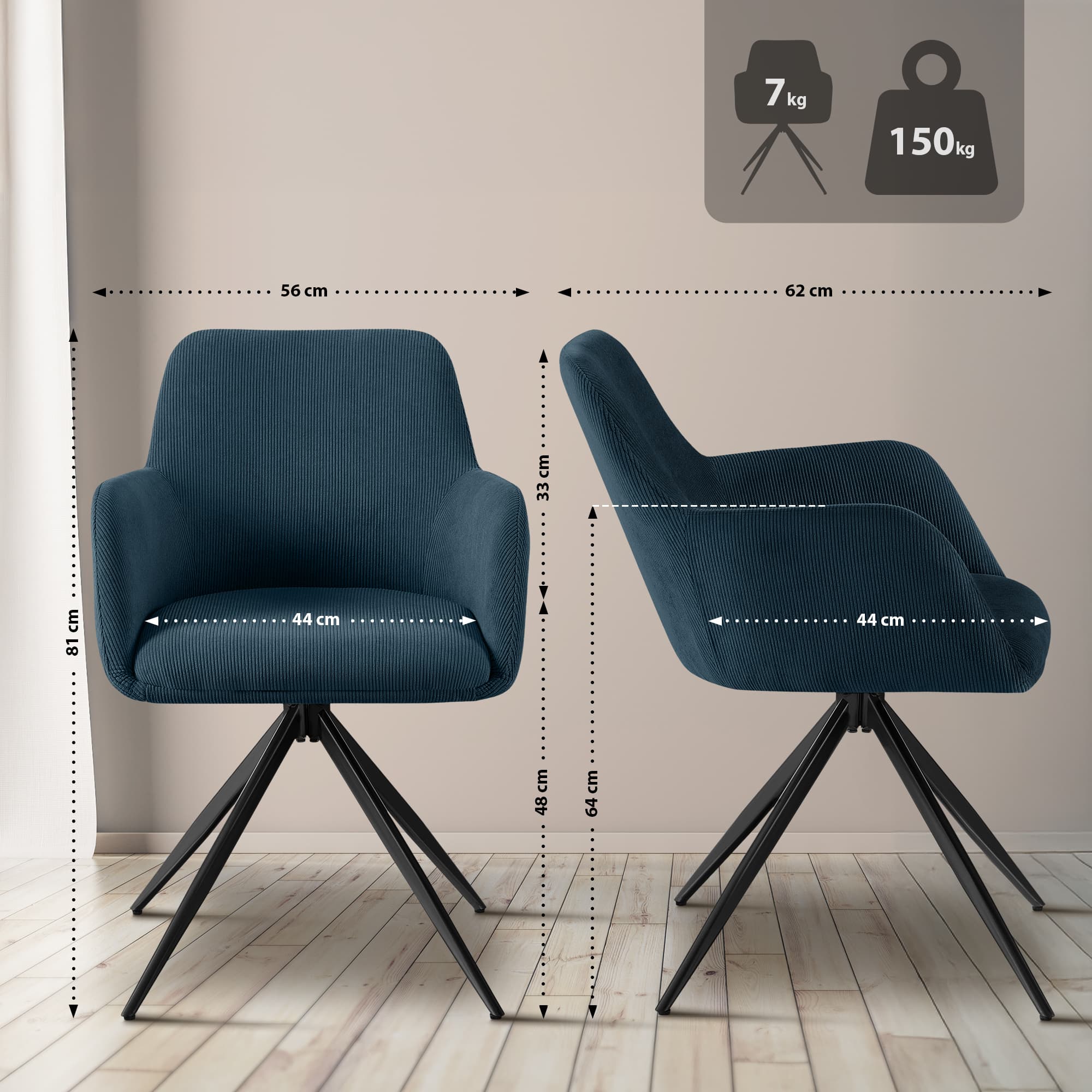 Chaise de salle à manger Olema Cord