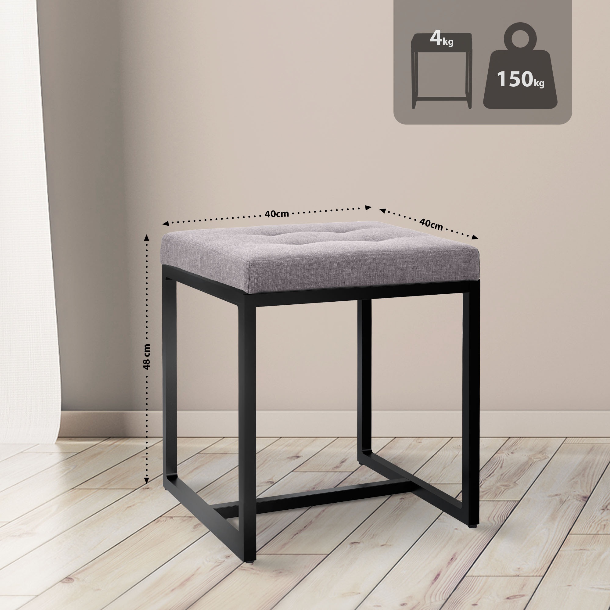 Pouf Barci avec structure noire