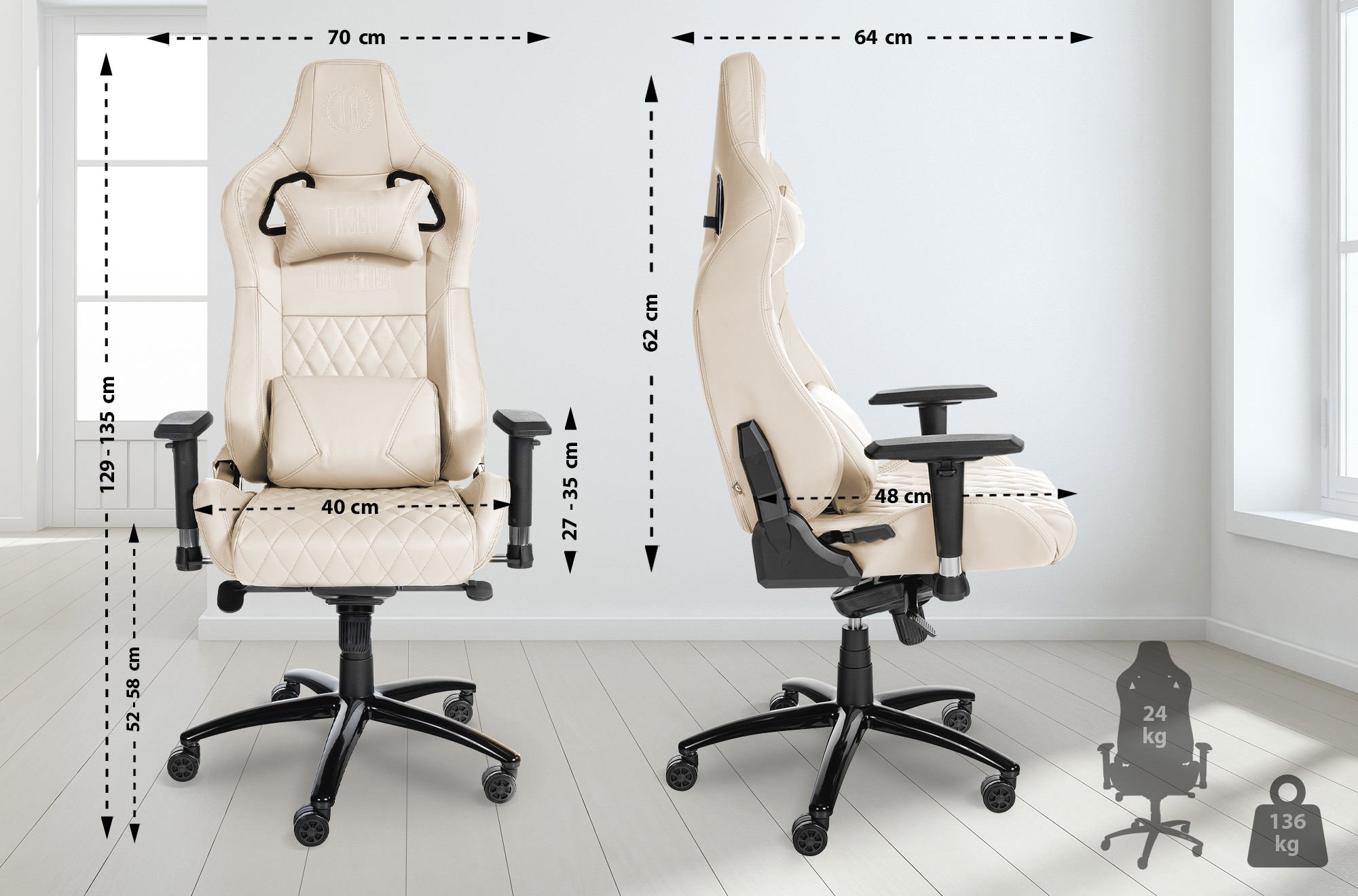 Fauteuil de bureau Gamer Keren en véritable cuir