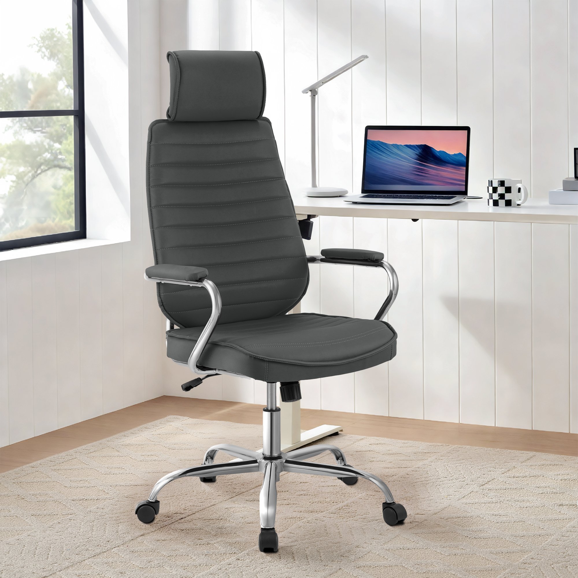 Chaise de Bureau Rako en Cuir Synthétique
