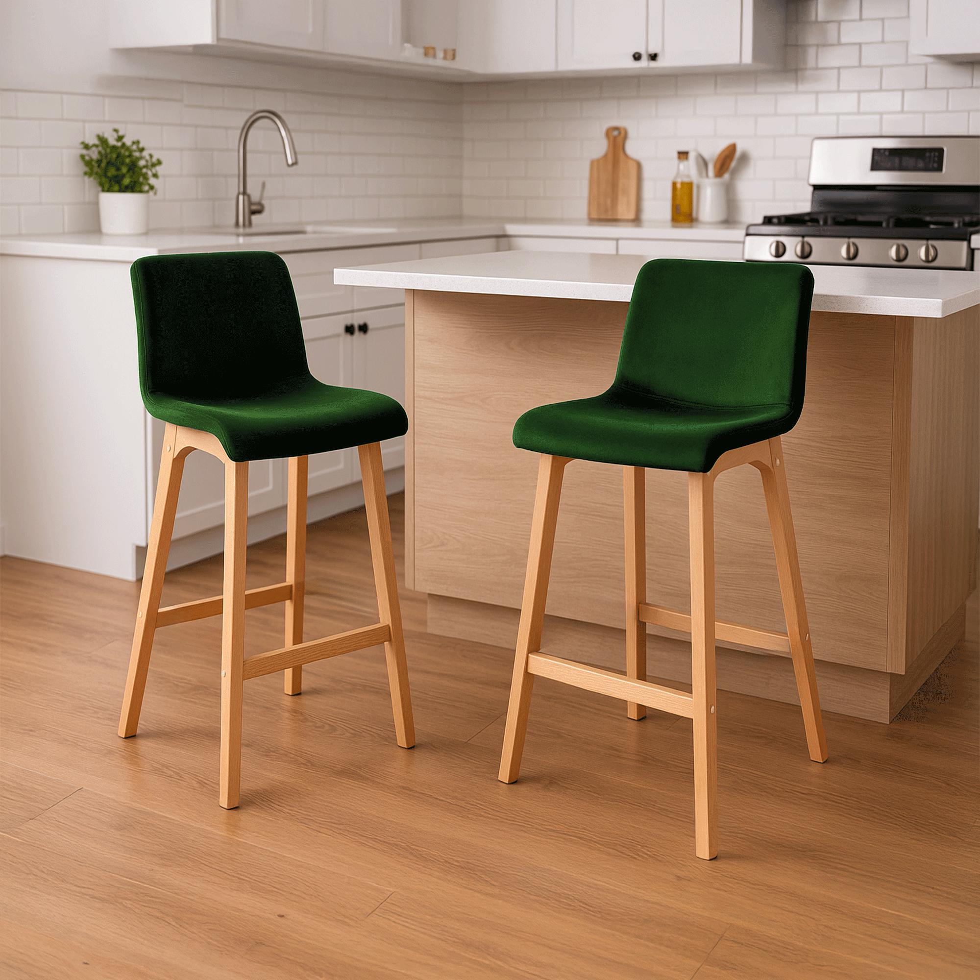 Tabouret de bar Hover velours piètement 4 pieds Natura