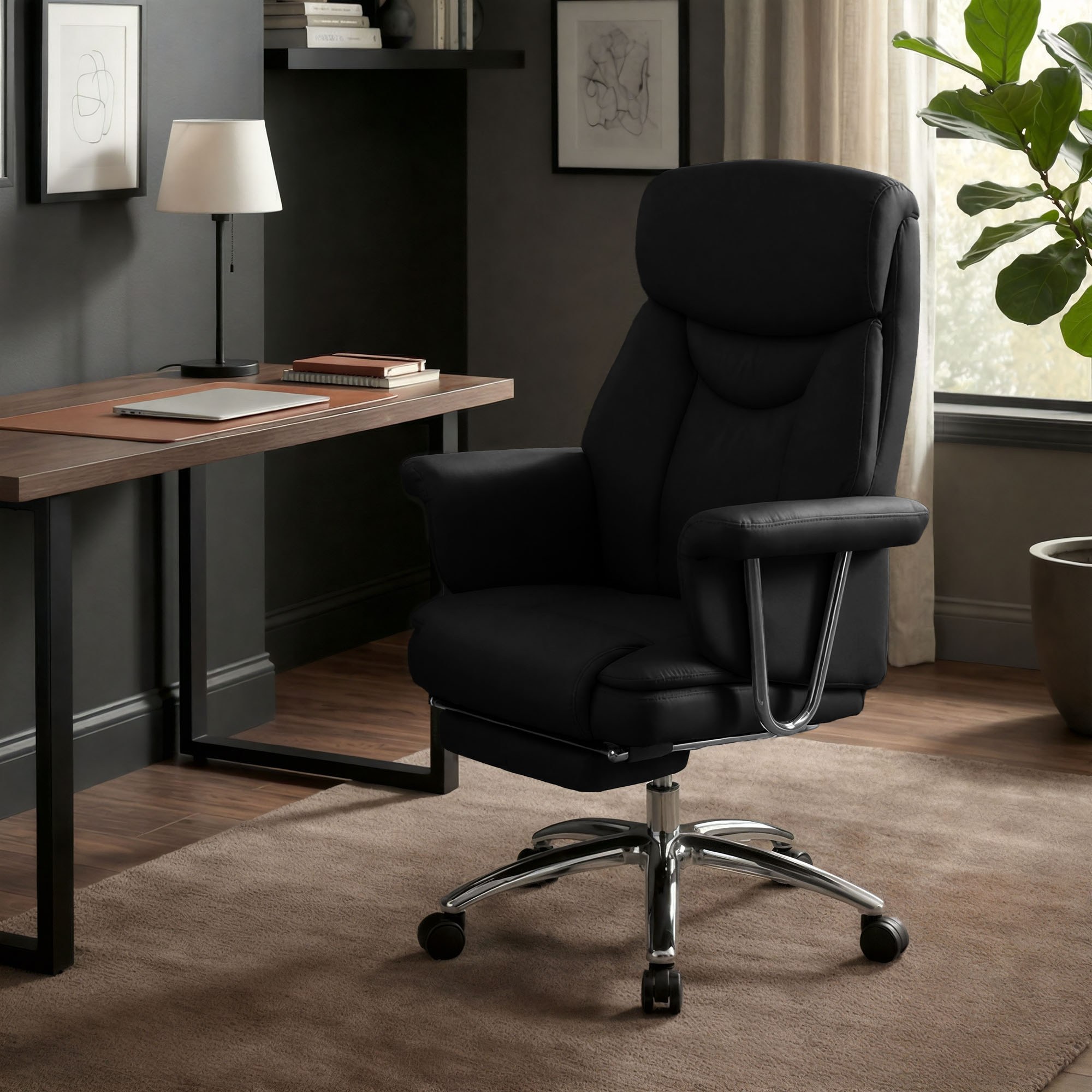 Chaise de bureau Dahra en cuir véritable