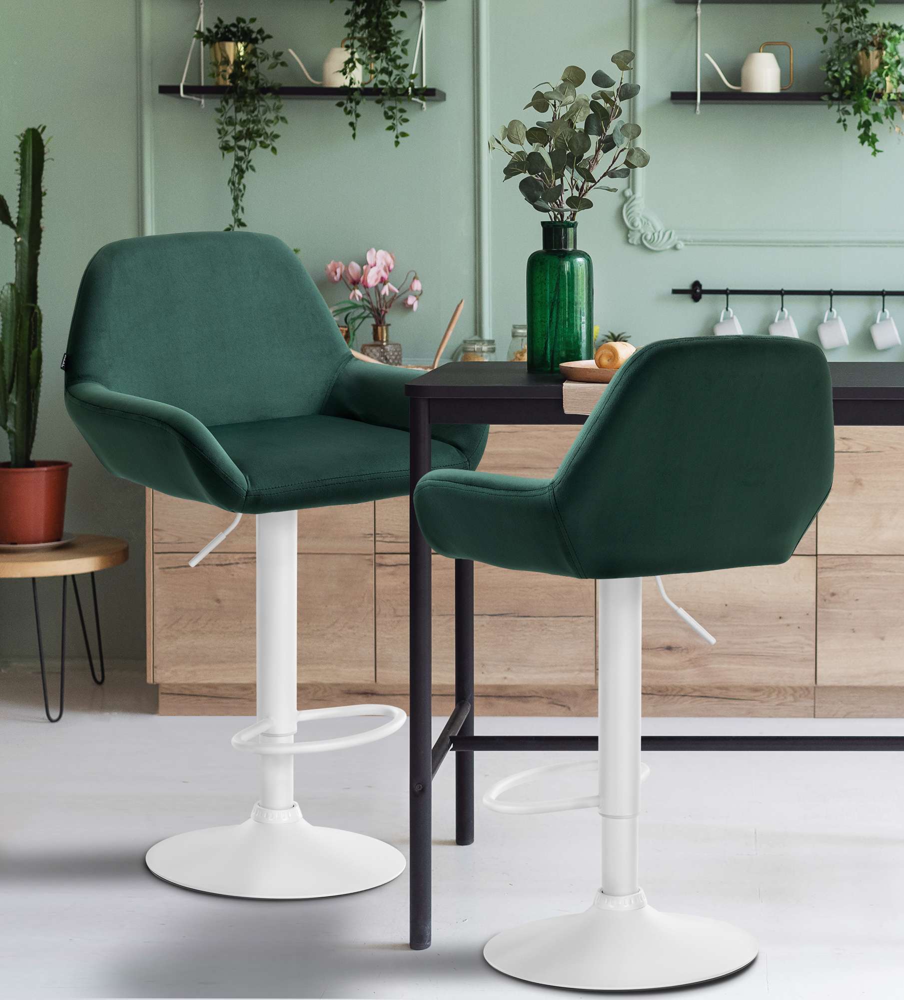 Ensemble de 2 tabourets de bar Braga en velours