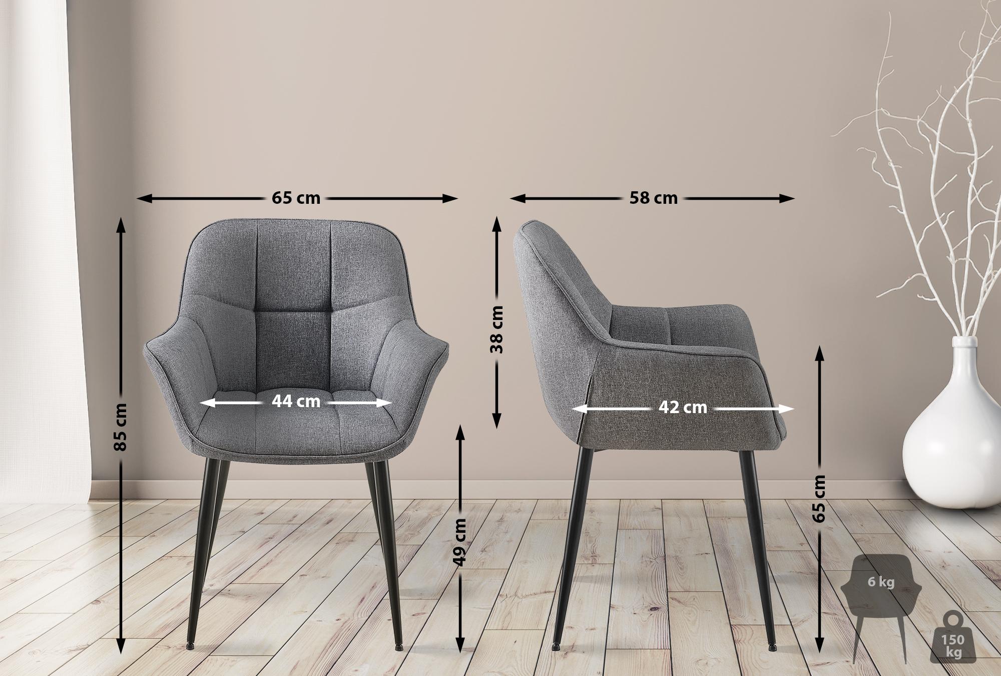 Chaise de salle à manger Roseville avec accoudoirs et pieds en métal