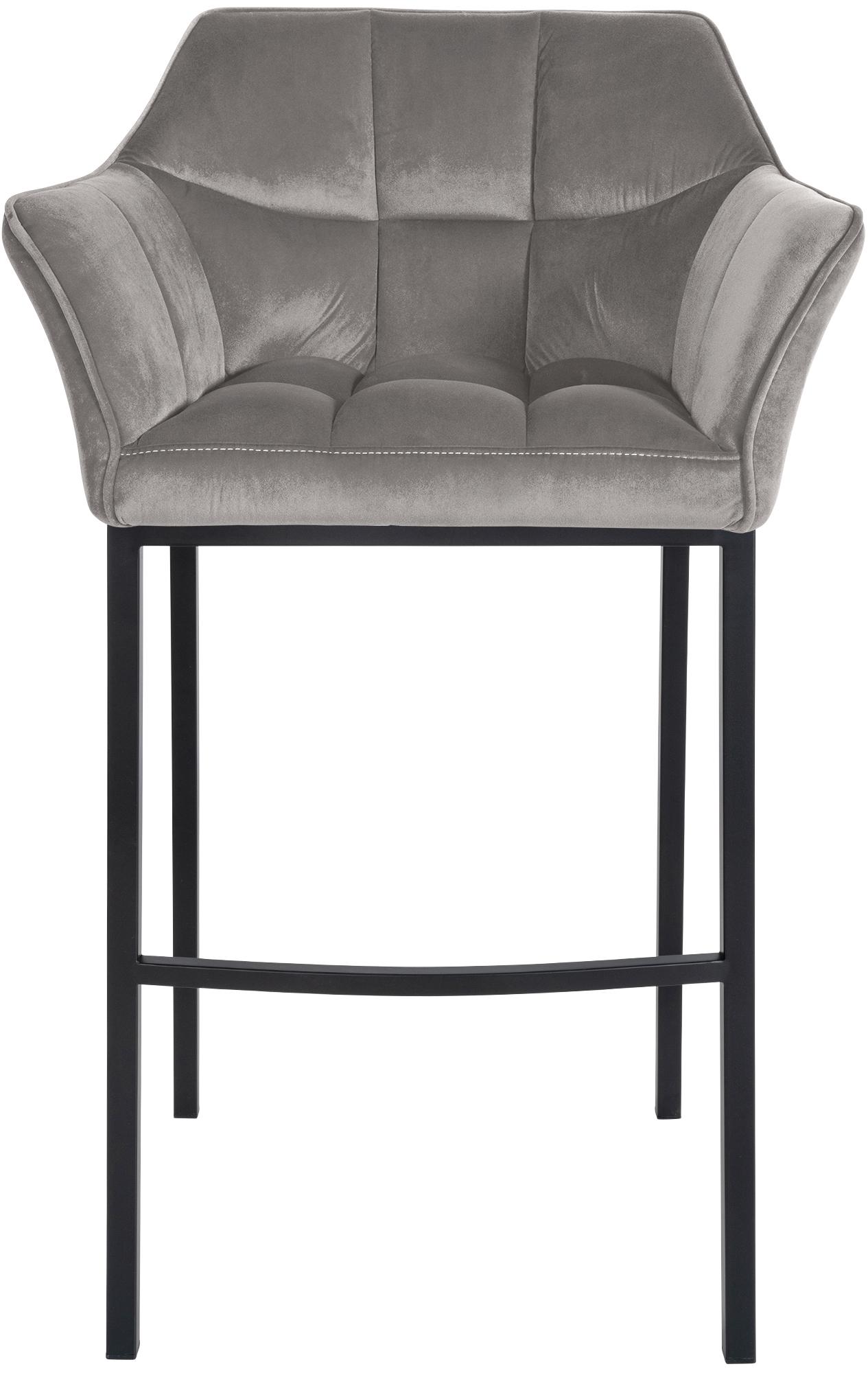 Lot de 2 tabourets de bar Damaso en velours avec piètement à quatre pieds