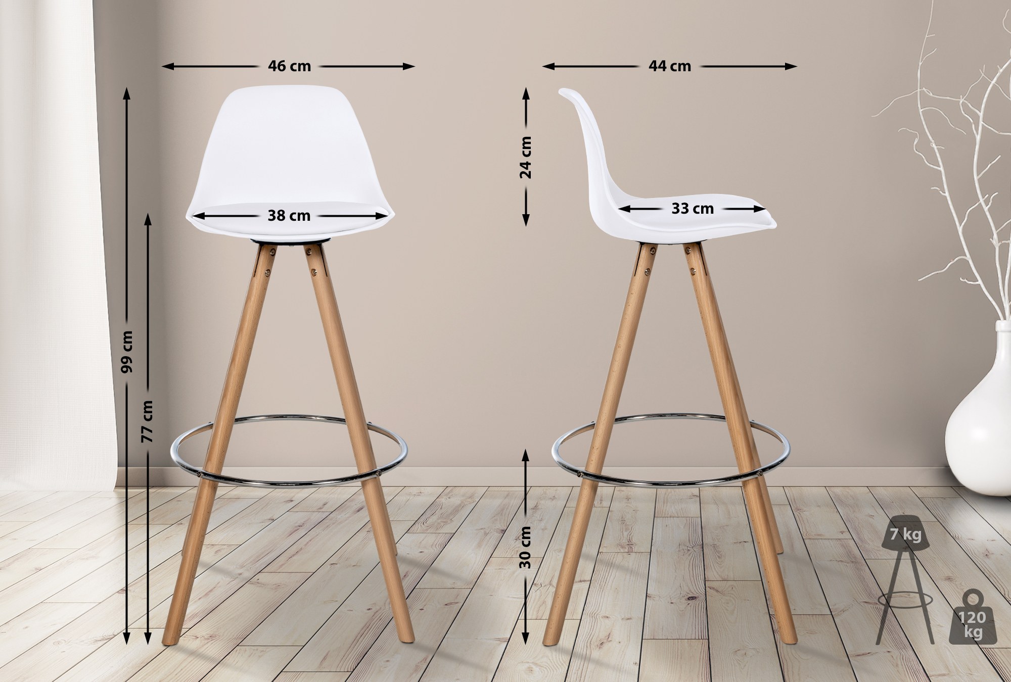Tabouret de bar Corbin similicuir rond