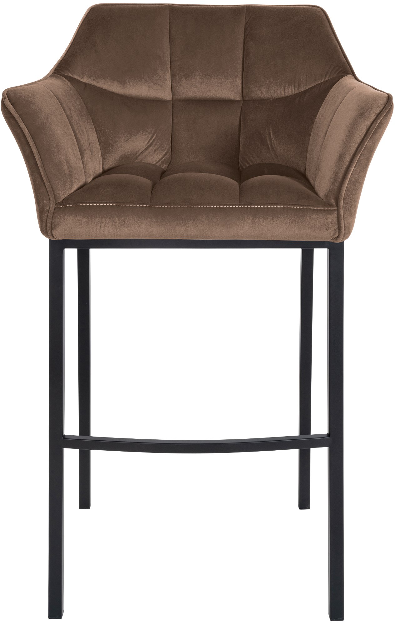 Lot de 2 tabourets de bar Damaso en velours avec piètement à quatre pieds
