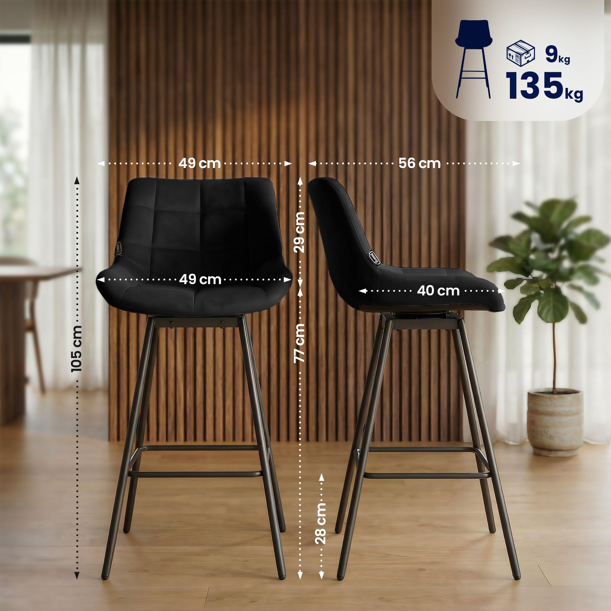 Tabouret de bar Weston pivotant