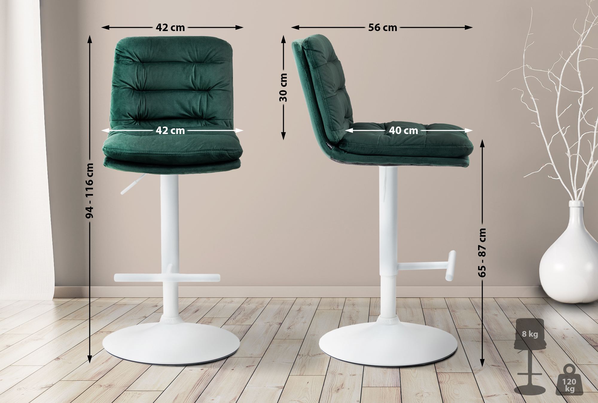 Tabouret de bar Damar velours