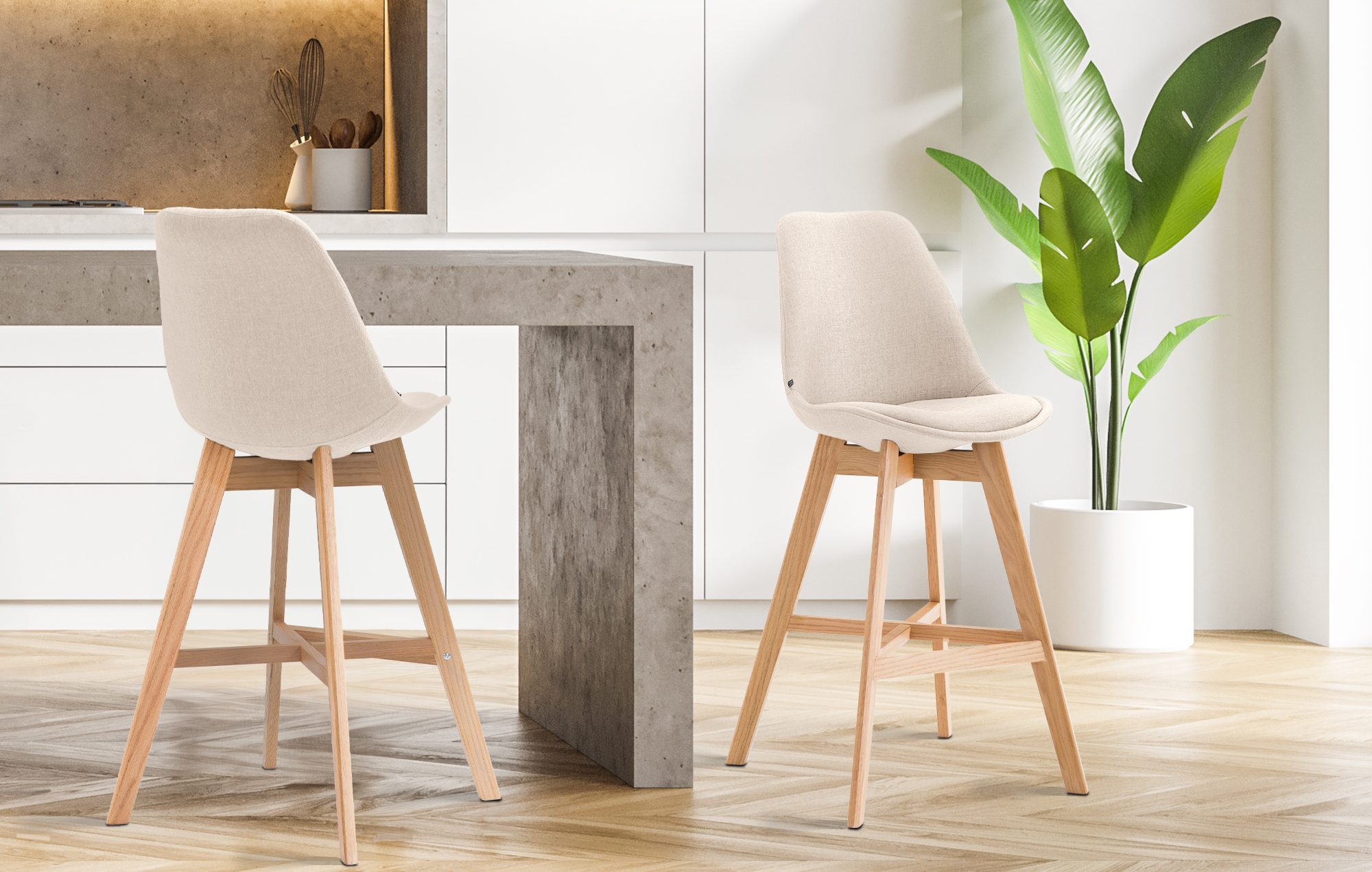 Lot de 2 tabourets de bar Cannes Tissu