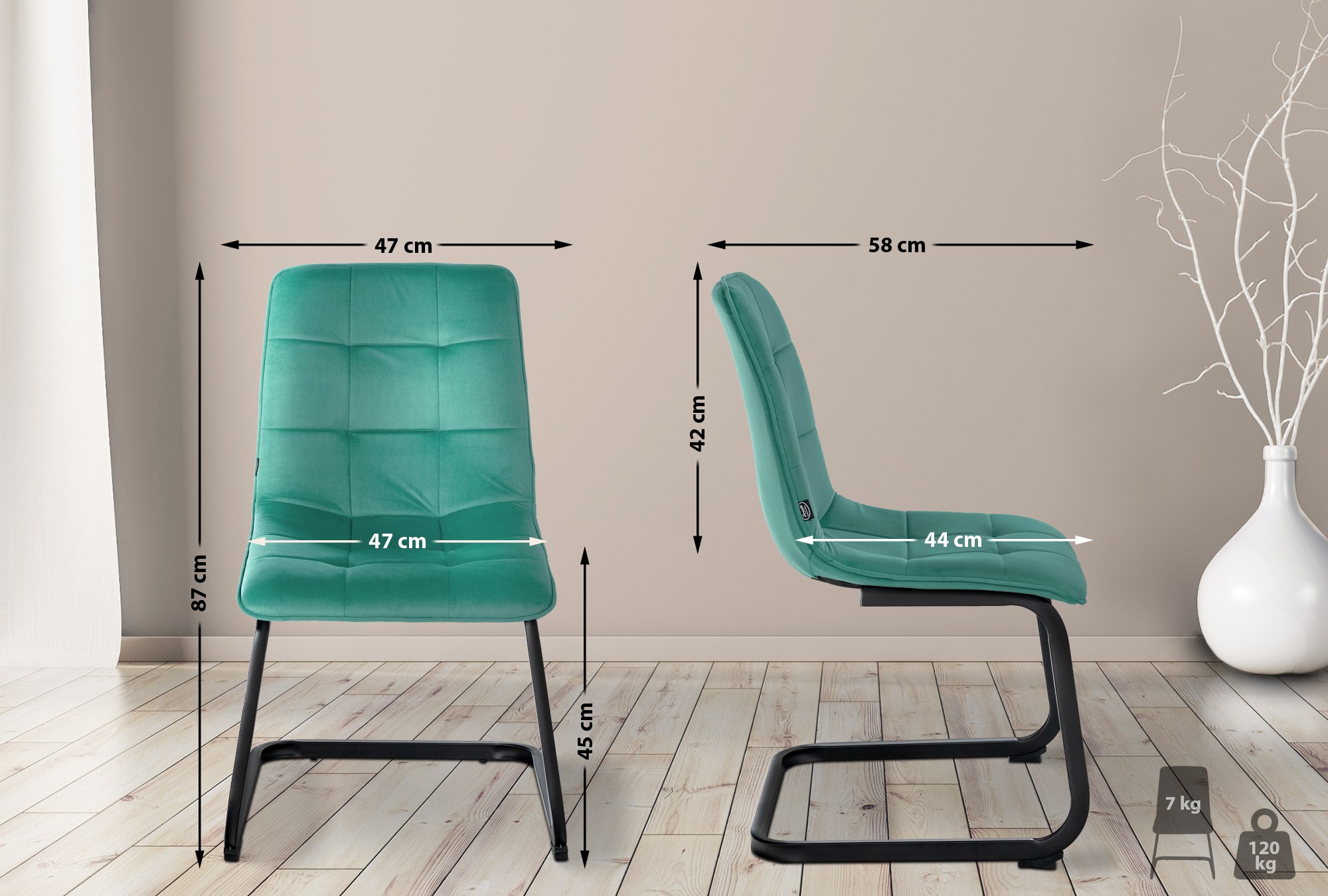 Chaise de salle à manger Vermont velours