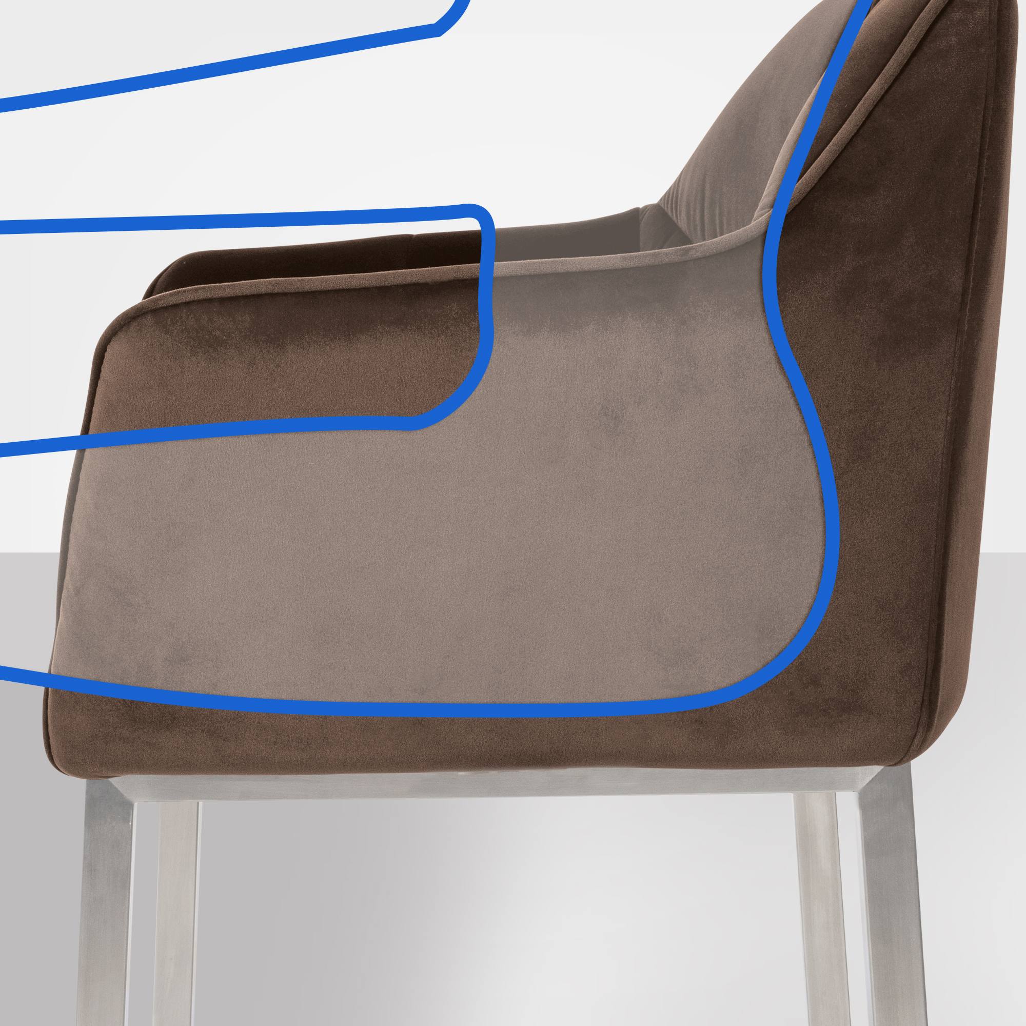 Tabouret de bar Damaso en velours avec pietement a quatre pieds