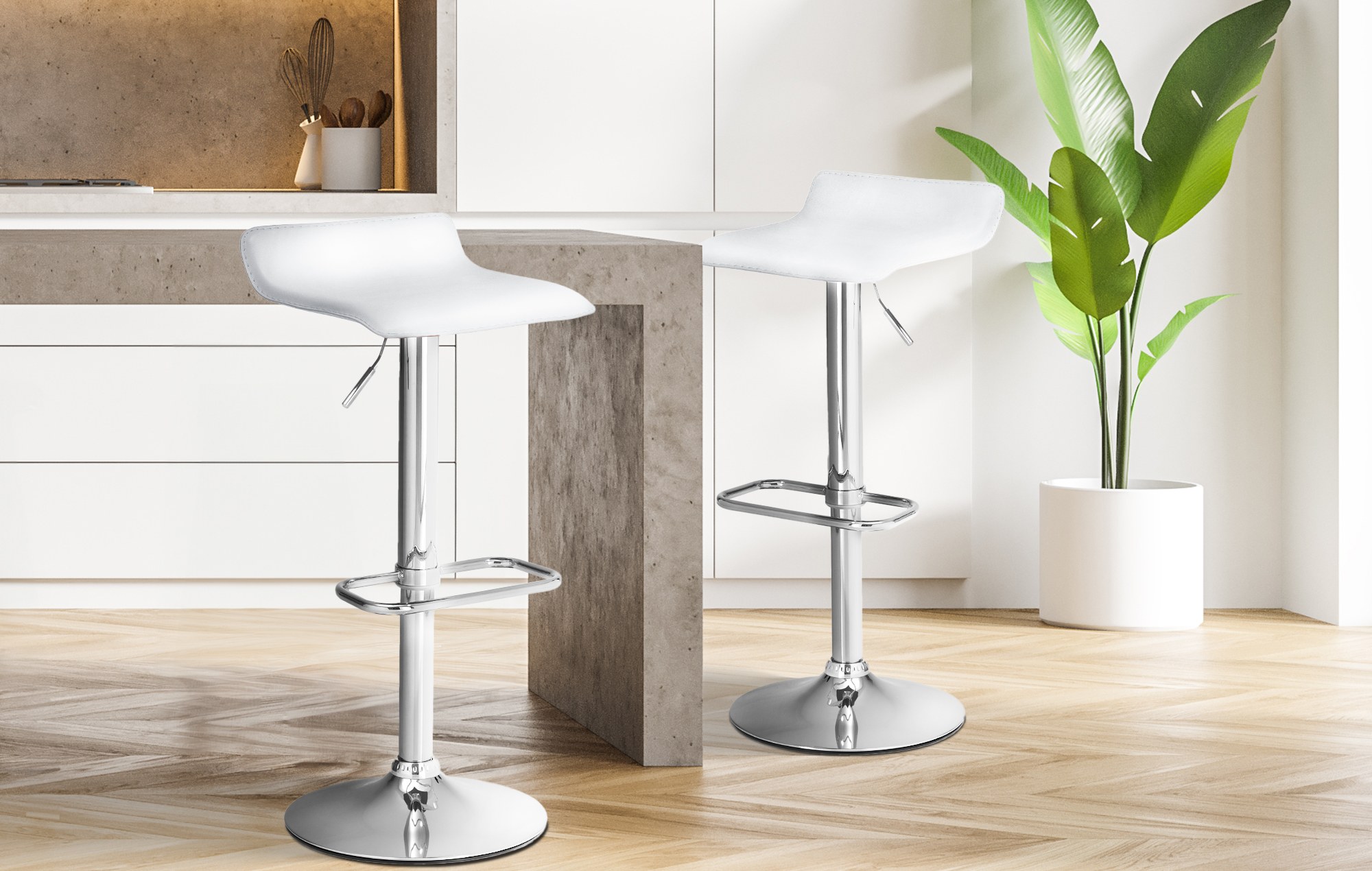 Tabouret de bar Dyn en similicuir avec pied en métal