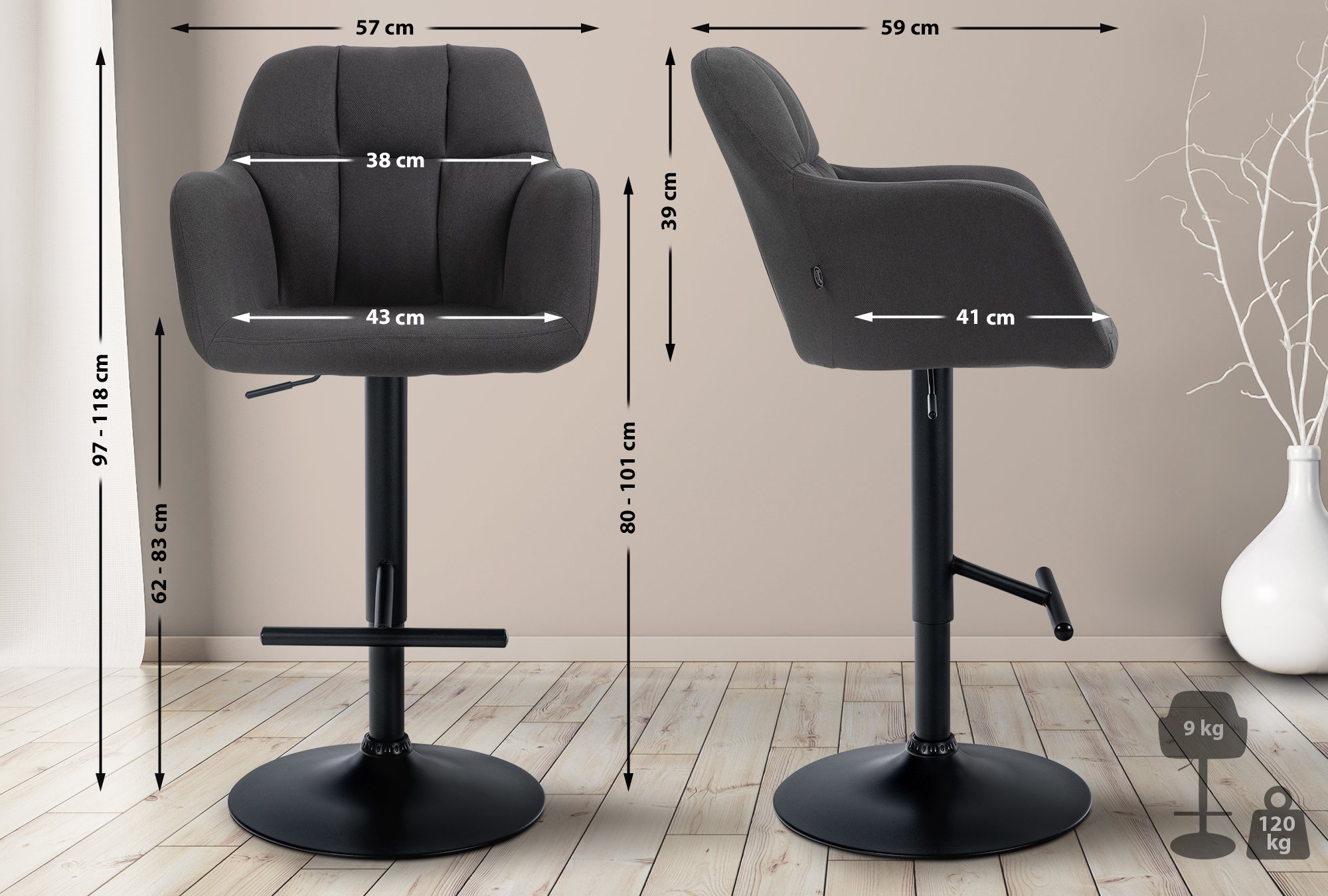 Tabouret de bar Natoma Tissu