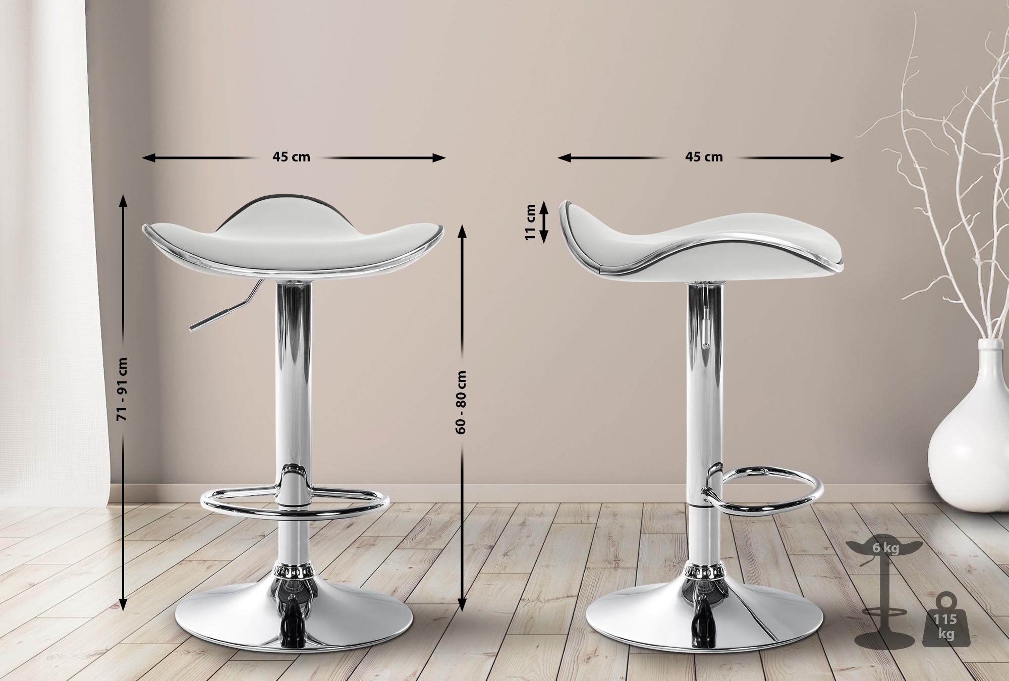 Tabouret de bar Shanghai similicuir avec pied en métal