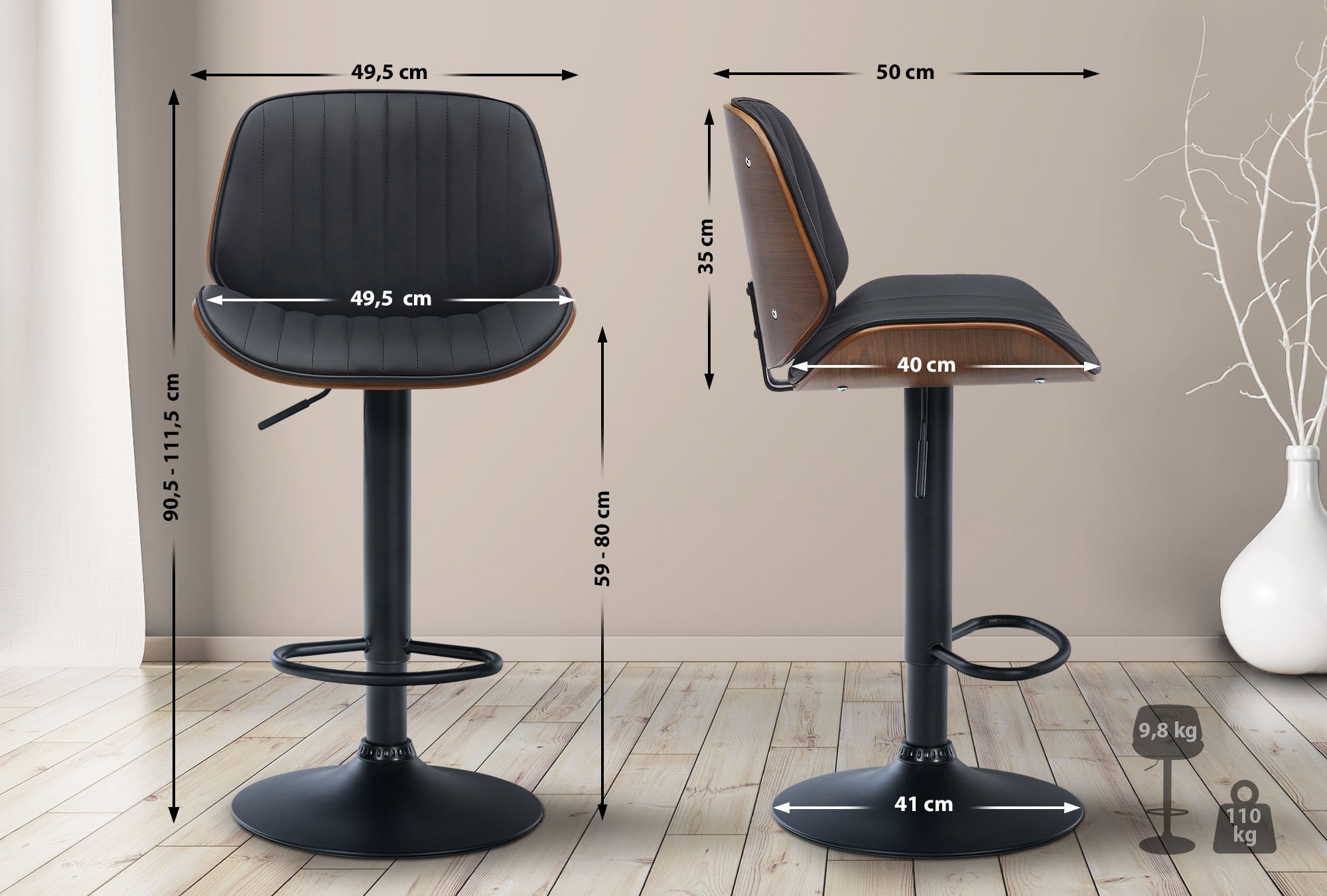 Lot de 2 tabourets de bar Nova en similicuir