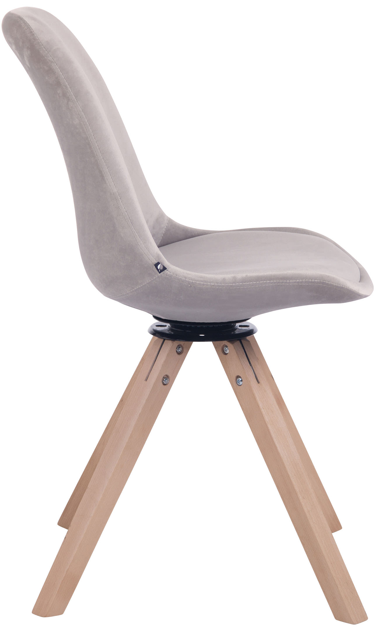 Chaise visiteur Troyes en velours avec piétement Carré en bois de hêtre ou de chêne