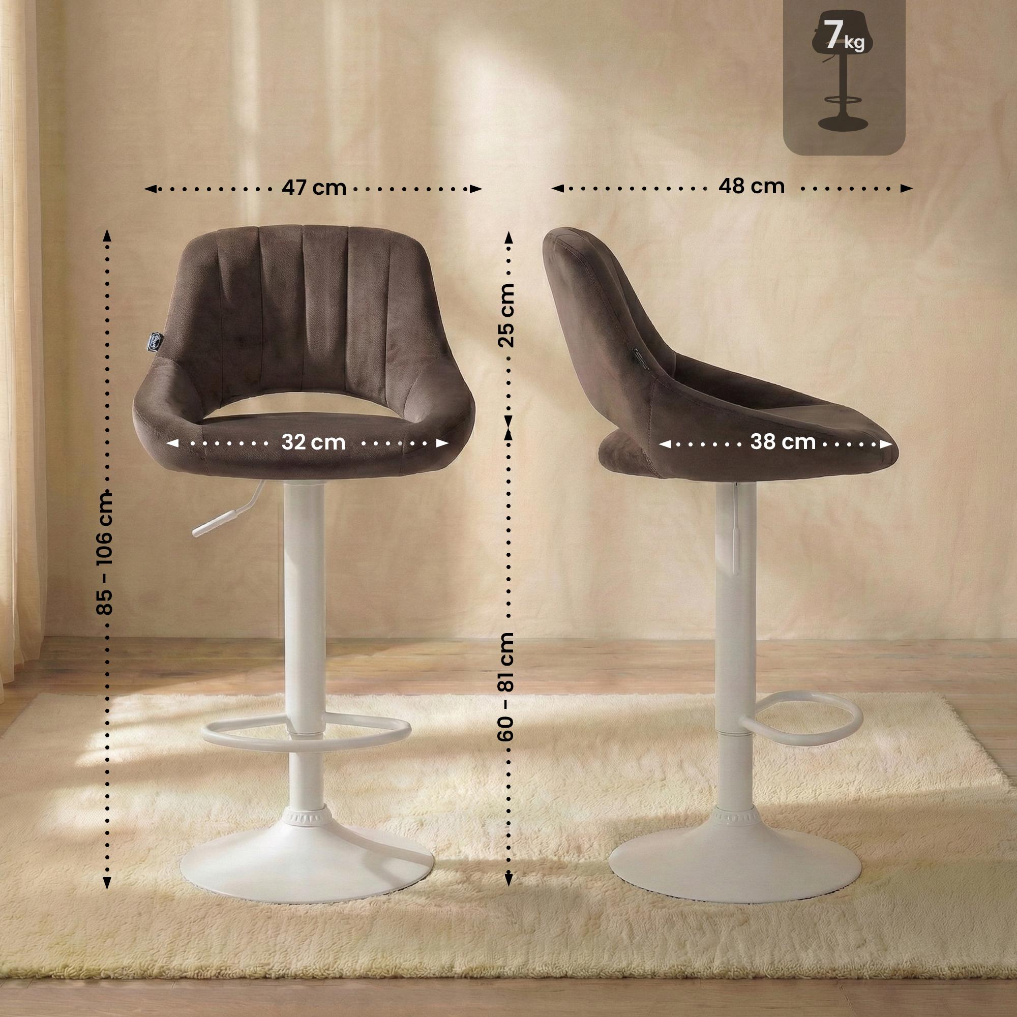 Lot de 2 tabourets de bar Milet en velours