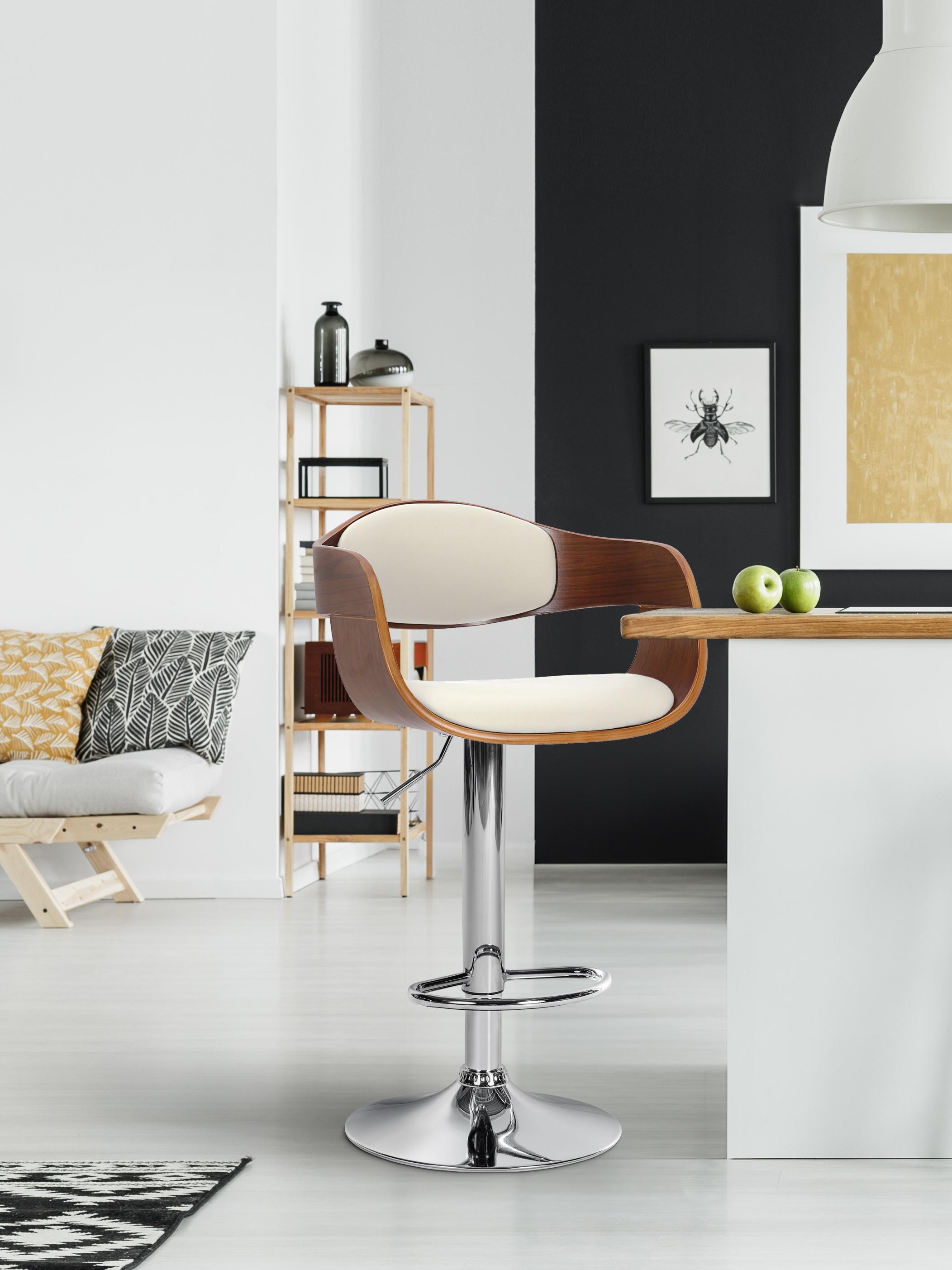 Tabouret de bar Kingston avec Coque en bois Assise en similicuir
