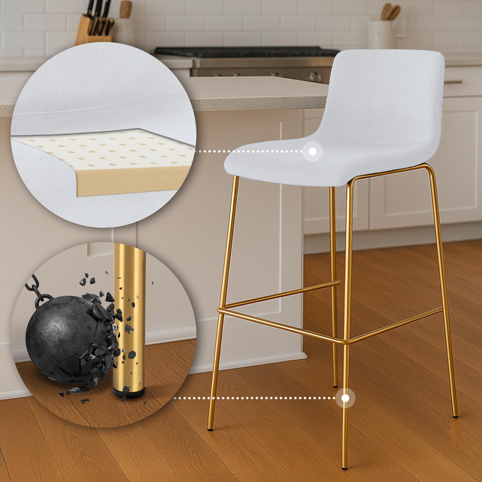 Tabouret de bar Hoover velours piètement 4 pieds or