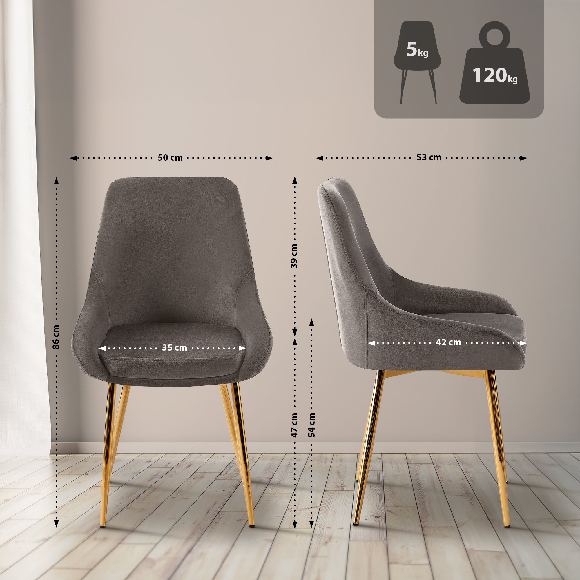 Lot de 2 chaises de salle à manger Elmira