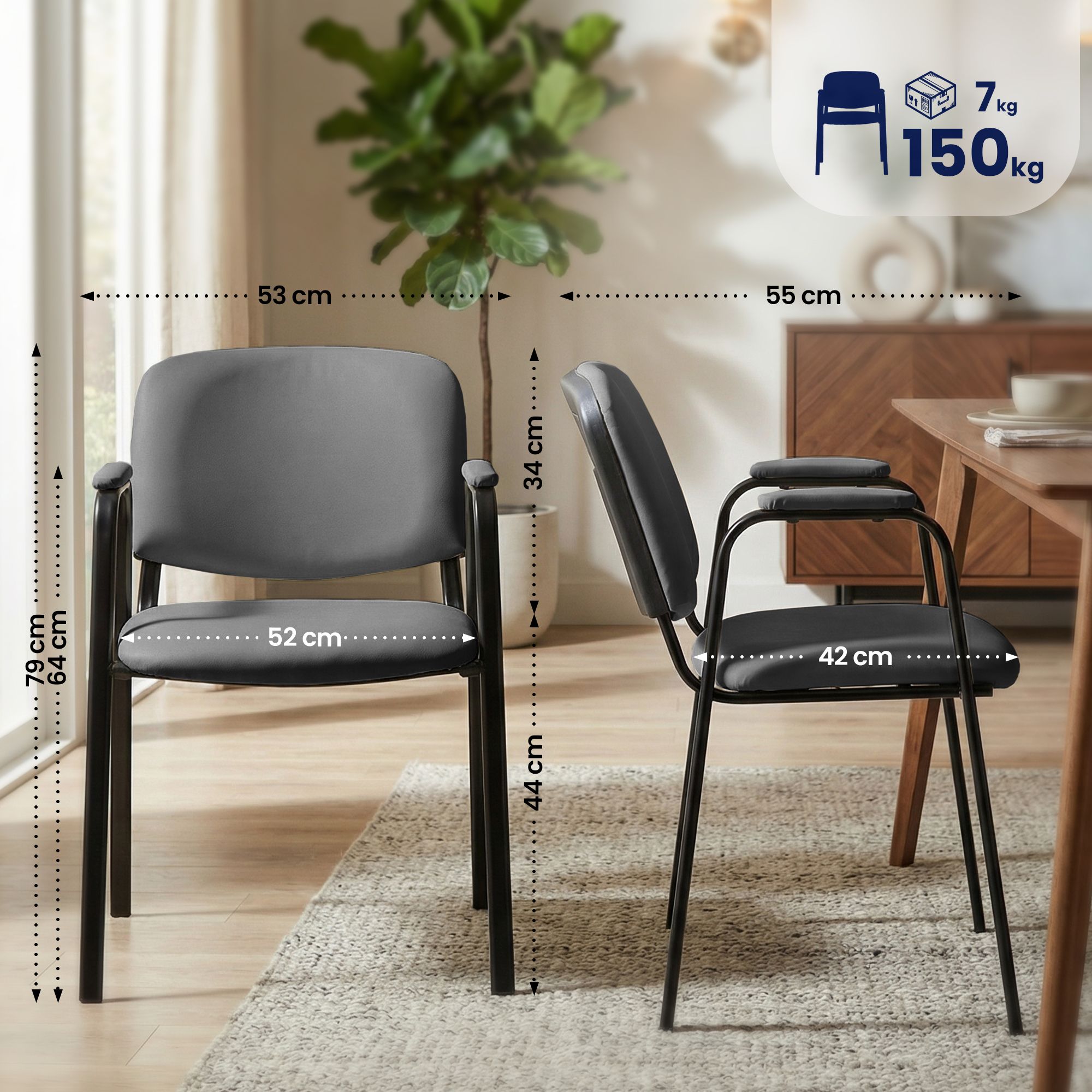 Lot de 4 chaises empilables Ken Pro en simili cuir