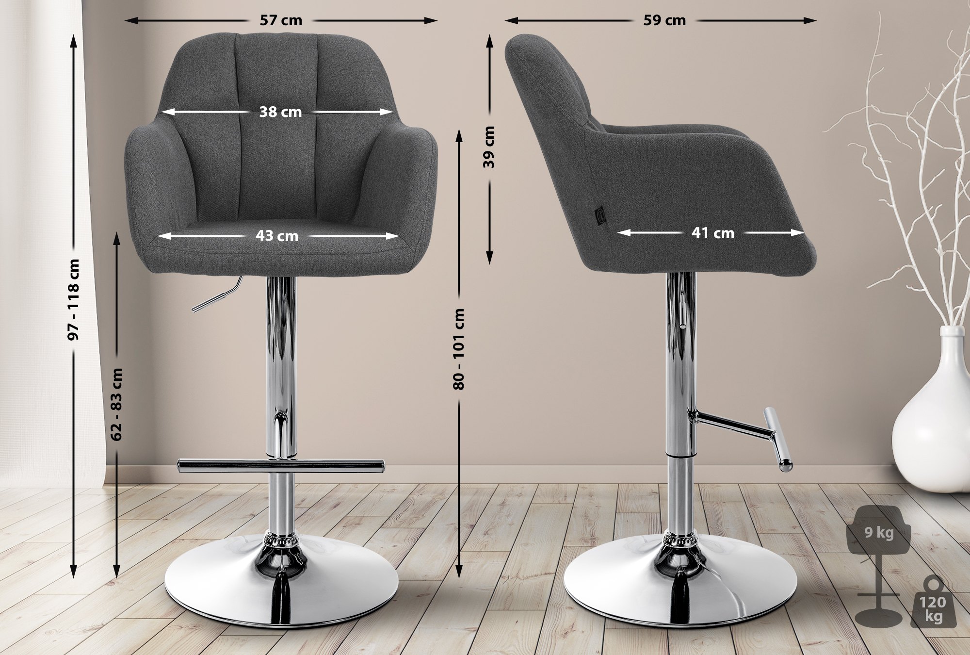 Tabouret de bar Natoma Tissu