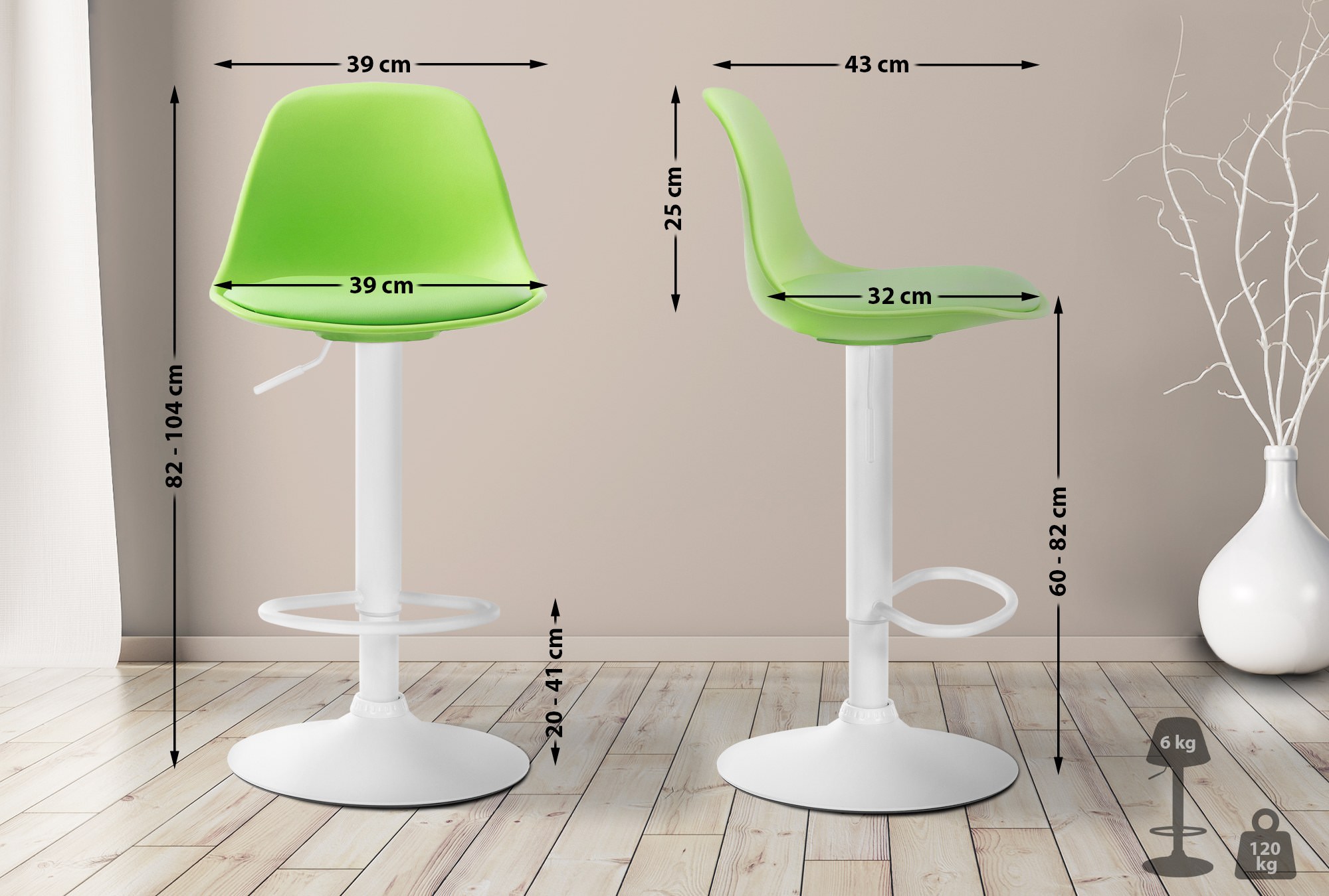 Tabouret de bar Kiel Similicuir et coque en plastique