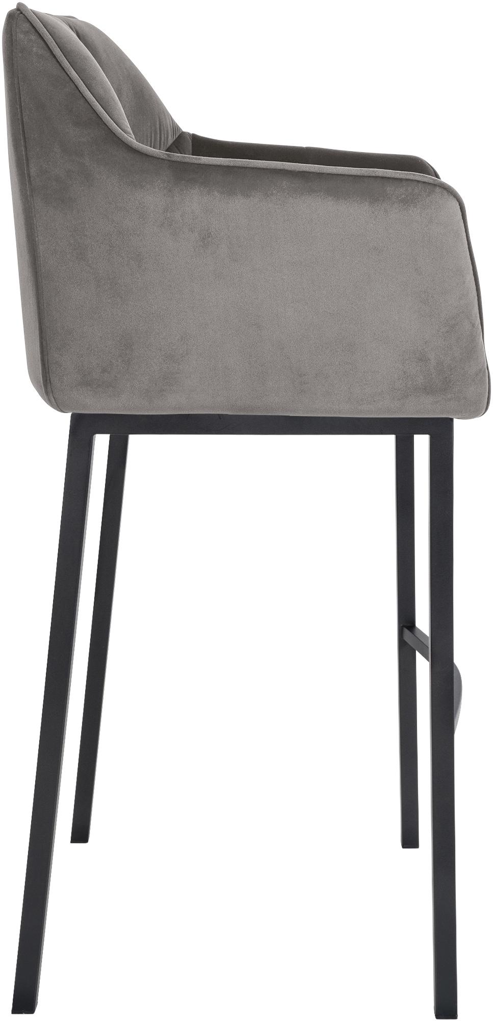 Lot de 2 tabourets de bar Damaso en velours avec piètement à quatre pieds