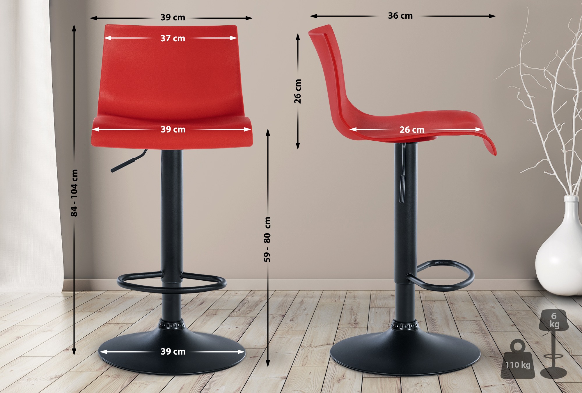 Lot de 2 tabourets de bar Branford