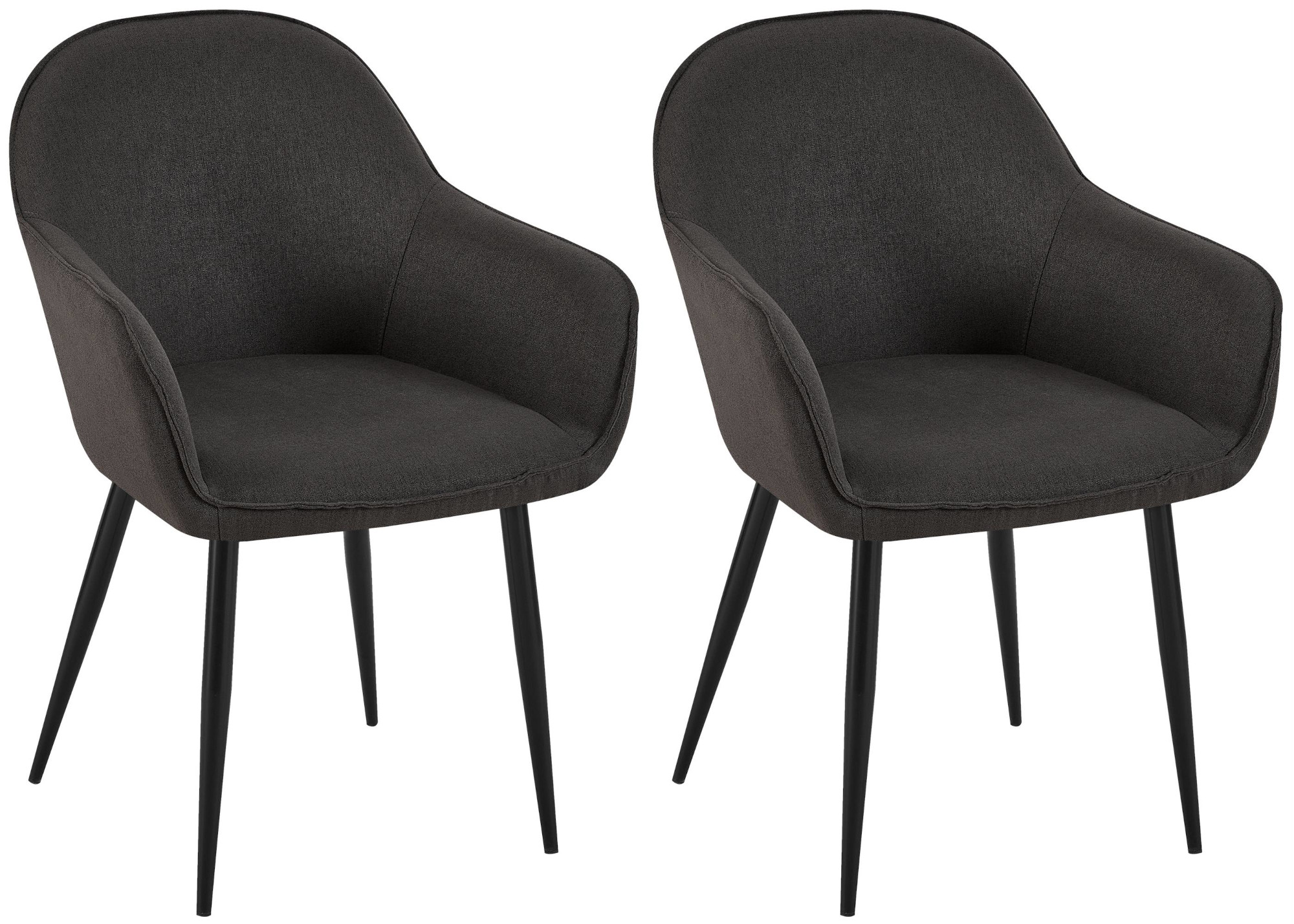Lot de 2 Chaises de salle à manger Boise en Tissu avec Piètement en Métal noir
