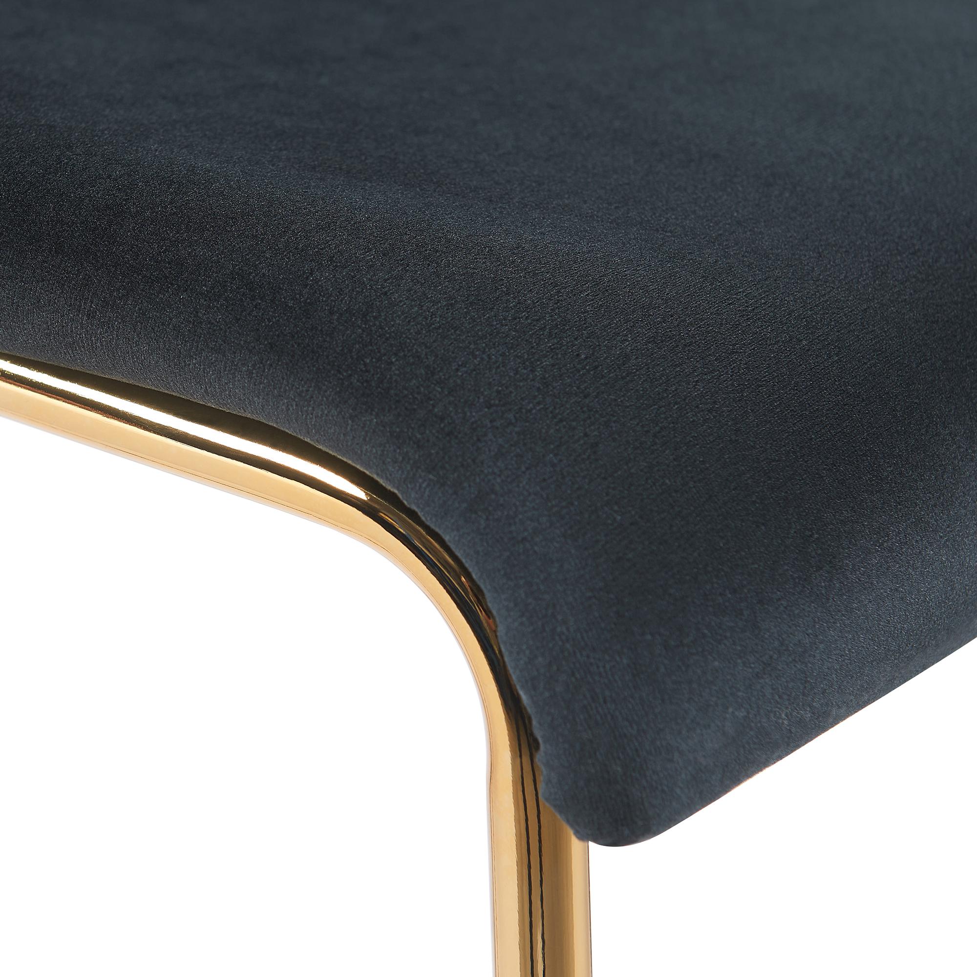 Tabouret de bar Hoover velours piètement 4 pieds or