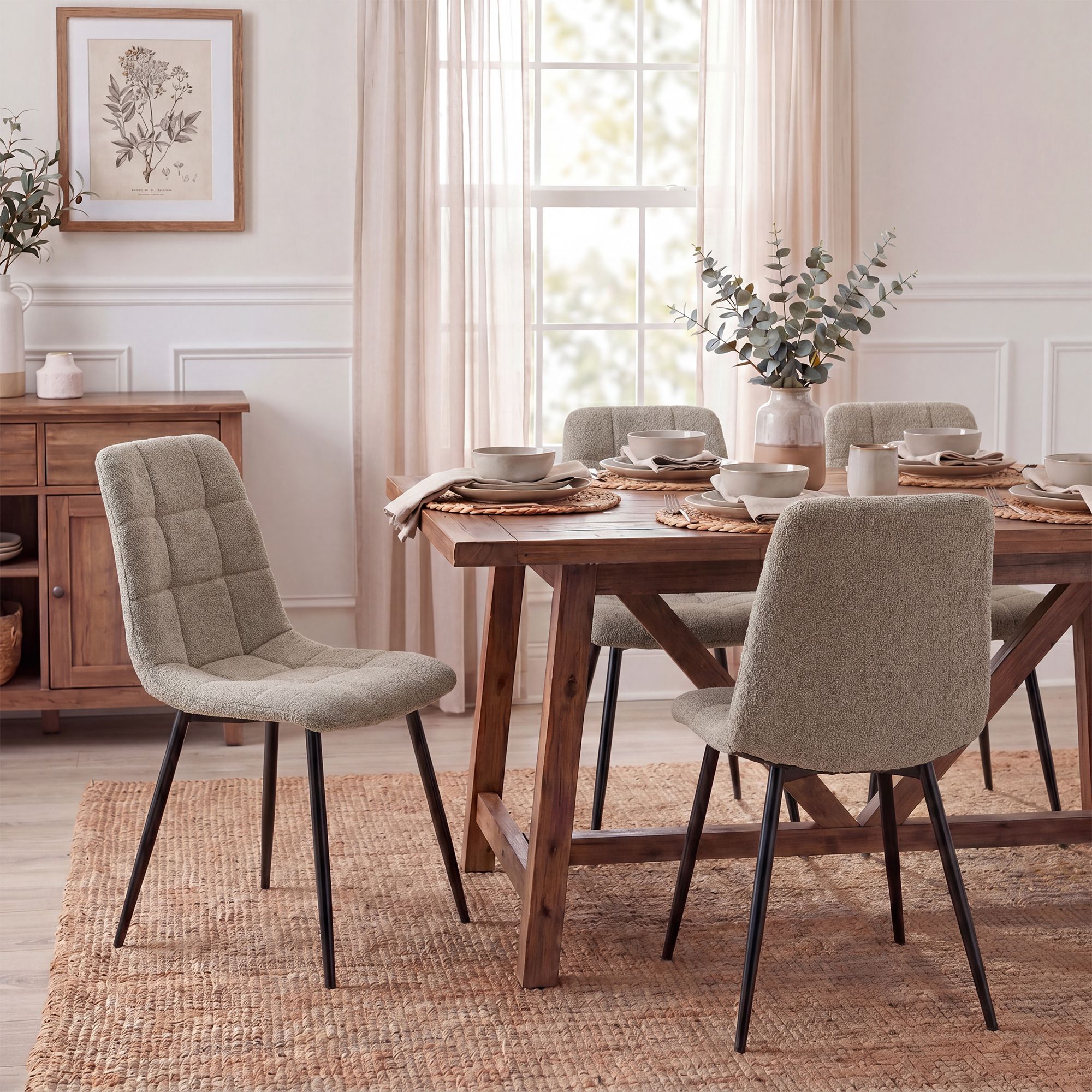 Chaise de salle a manger Antibes en tissu teddy