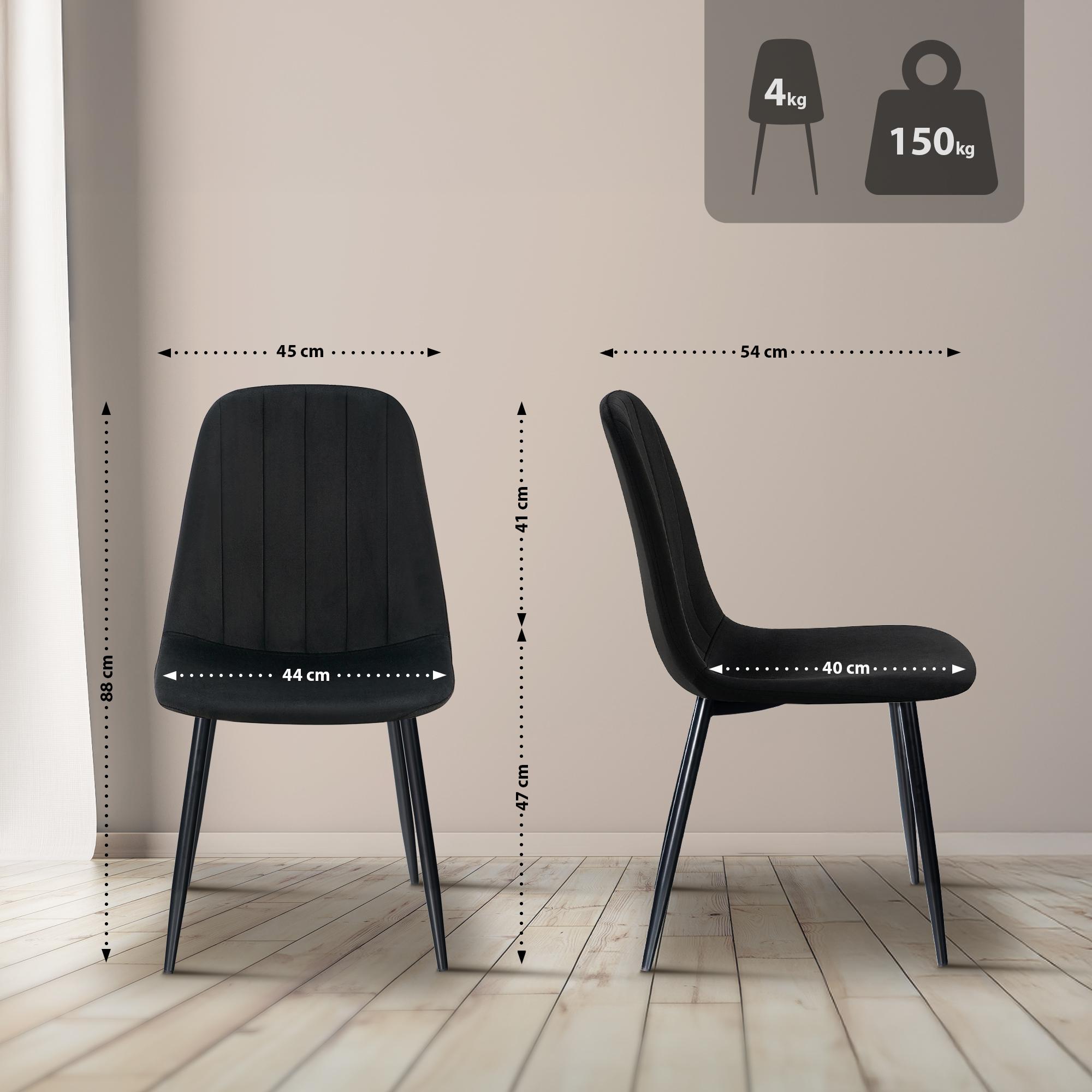 Lot de 4 chaises de salle à manger Baxter velours