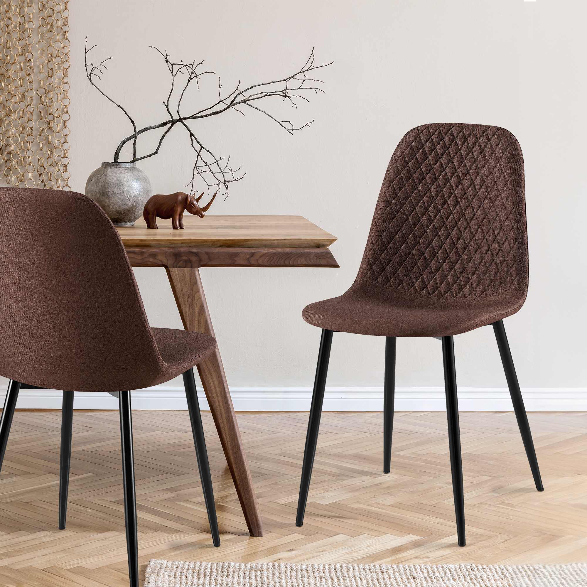 Lot de 4 Chaises de salle à manger Giverny avec Piètement en métal noir