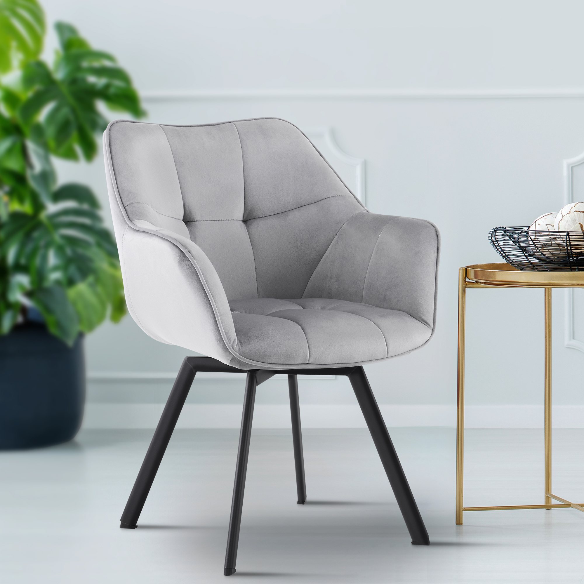 Chaise de salle à manger Jordi velours