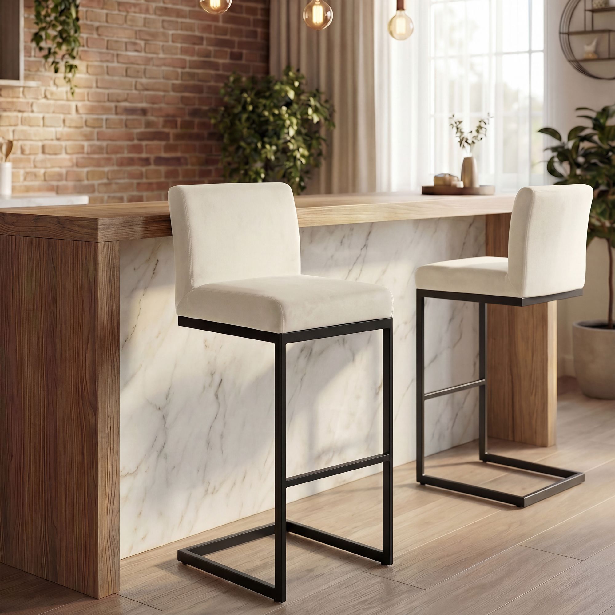 Tabouret de bar Hopewell velours