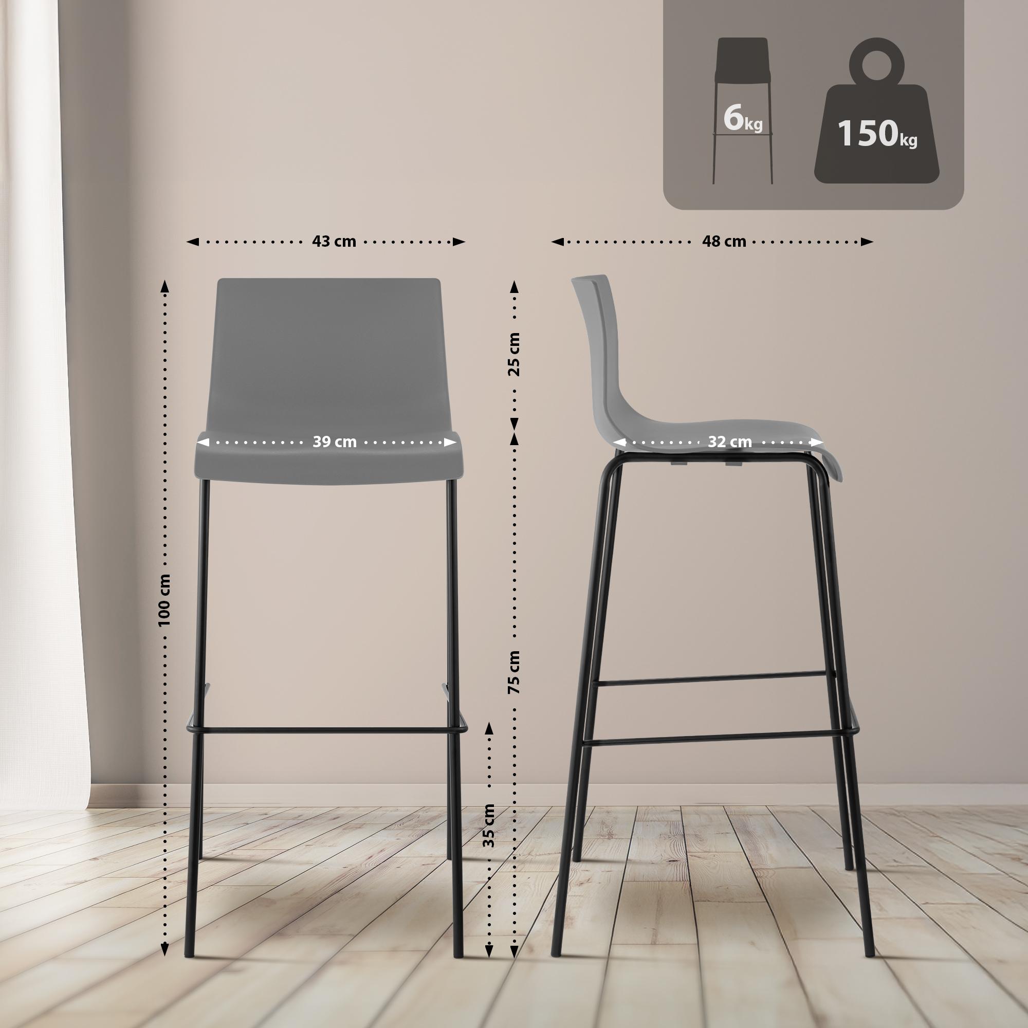 Lot de 2 tabourets de bar Hover en plastique